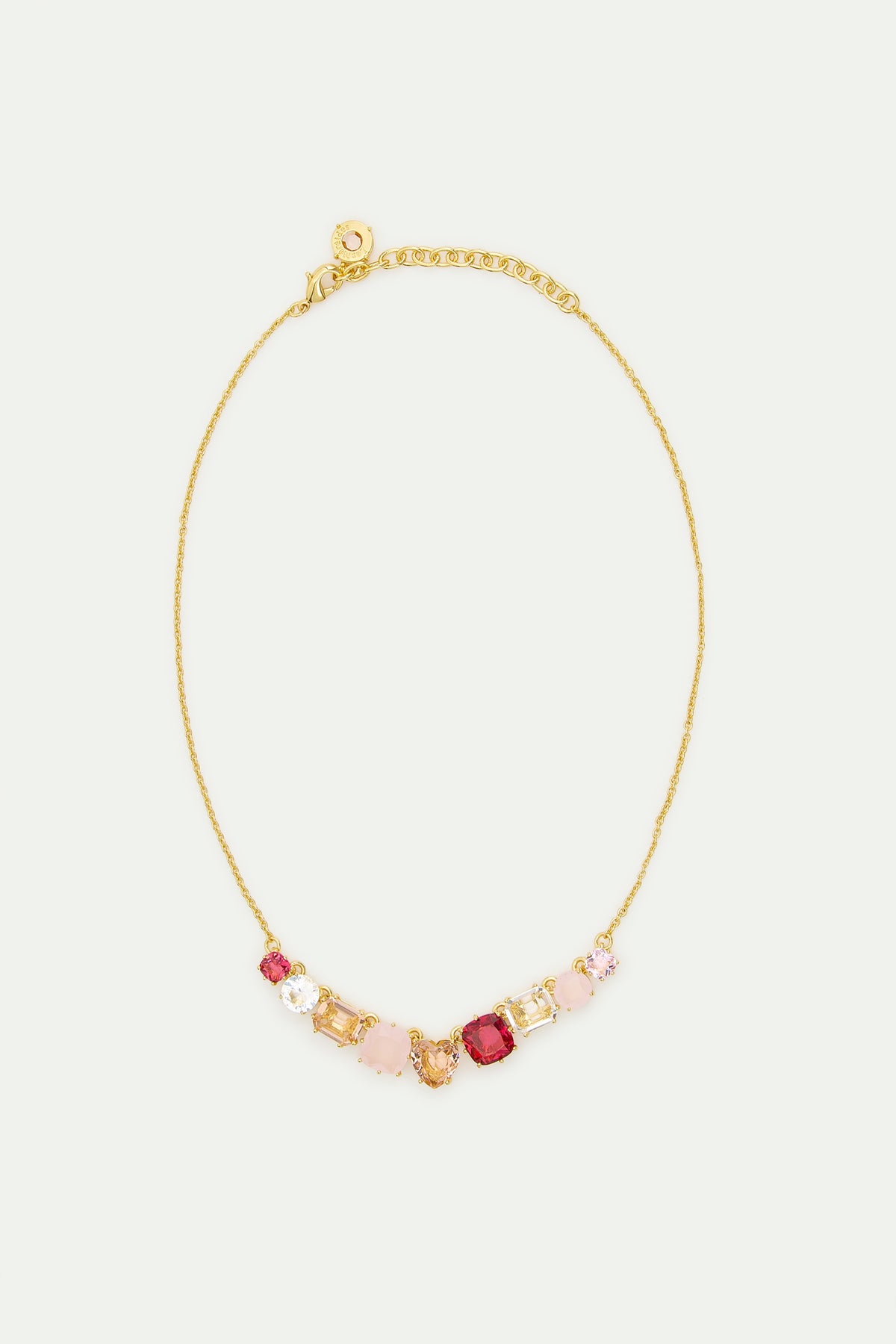 Gradient Pink Diamantine Fine 9 Stones Necklace | AWLD3181
