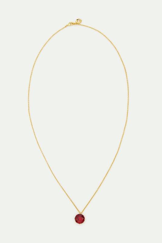 Fine Dark Pink Round Stone Necklace