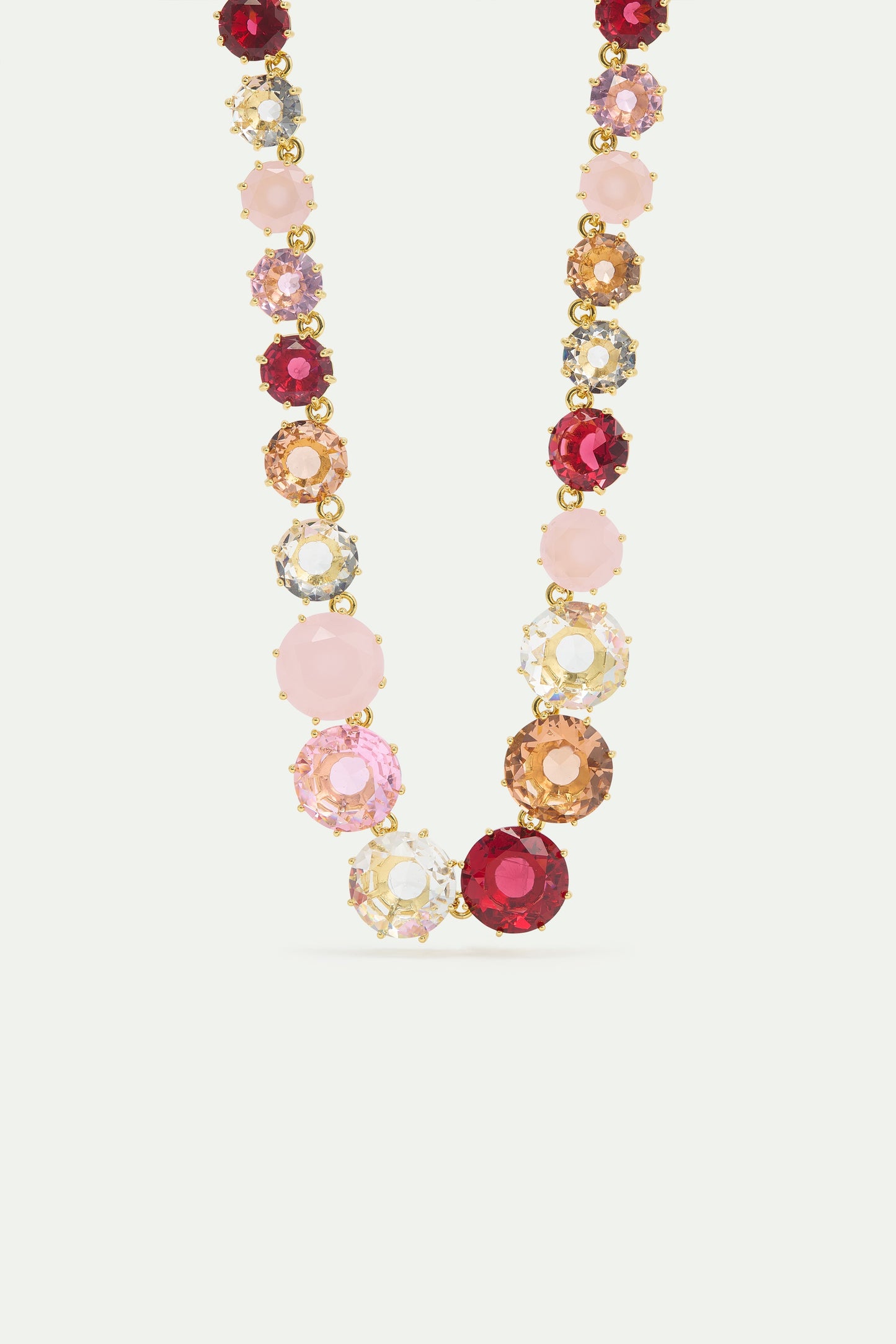 La Diamantine Long Round Stones In Shades Of Pink Necklace | AWLD3511