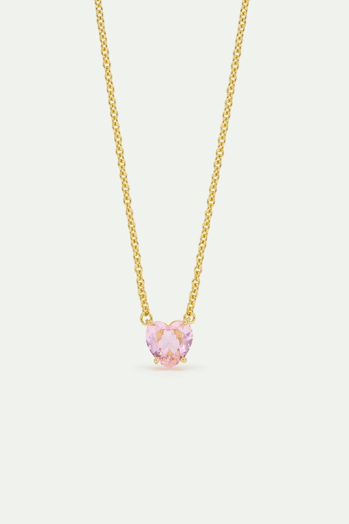 Light Pink Diamantine Fine Heart-Shaped Stone Necklace | AWLD3531