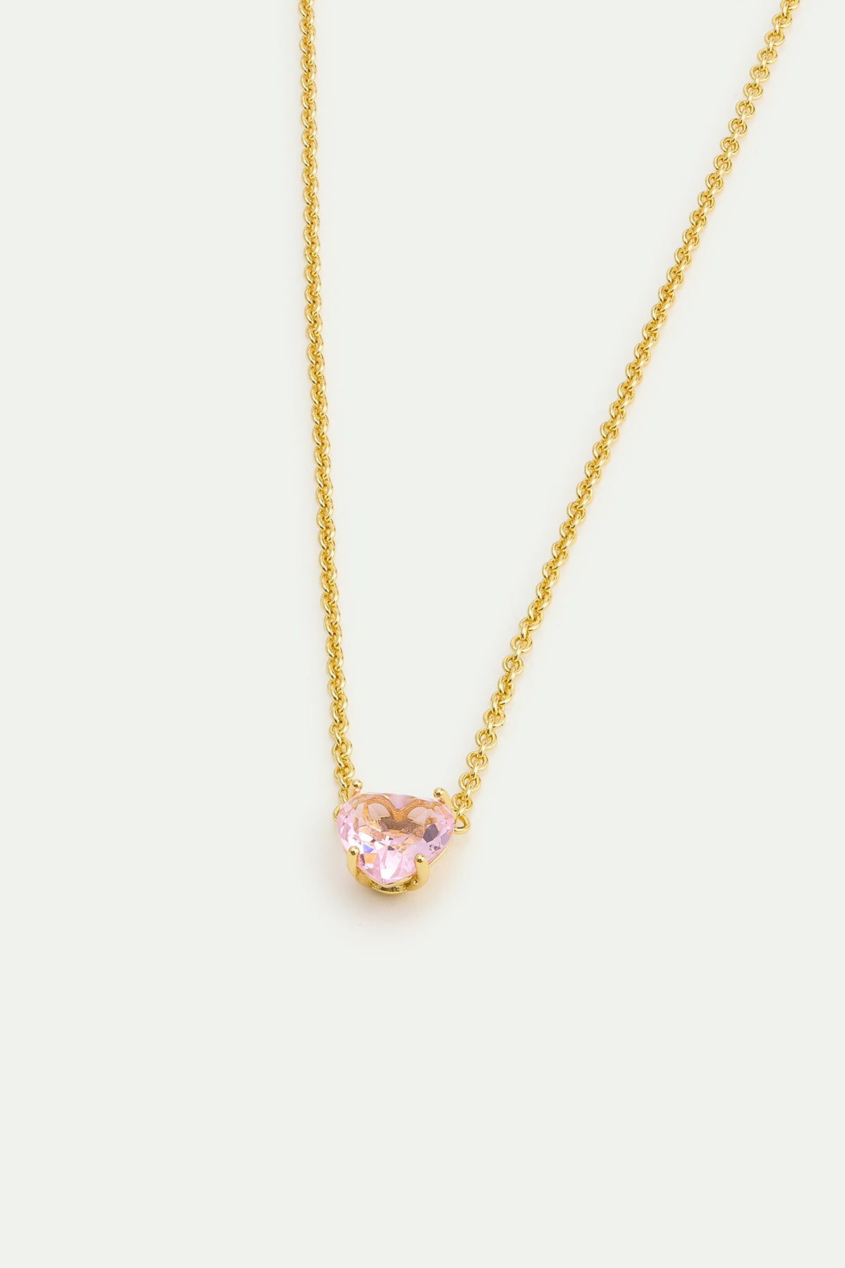 Light Pink Diamantine Fine Heart-Shaped Stone Necklace | AWLD3531