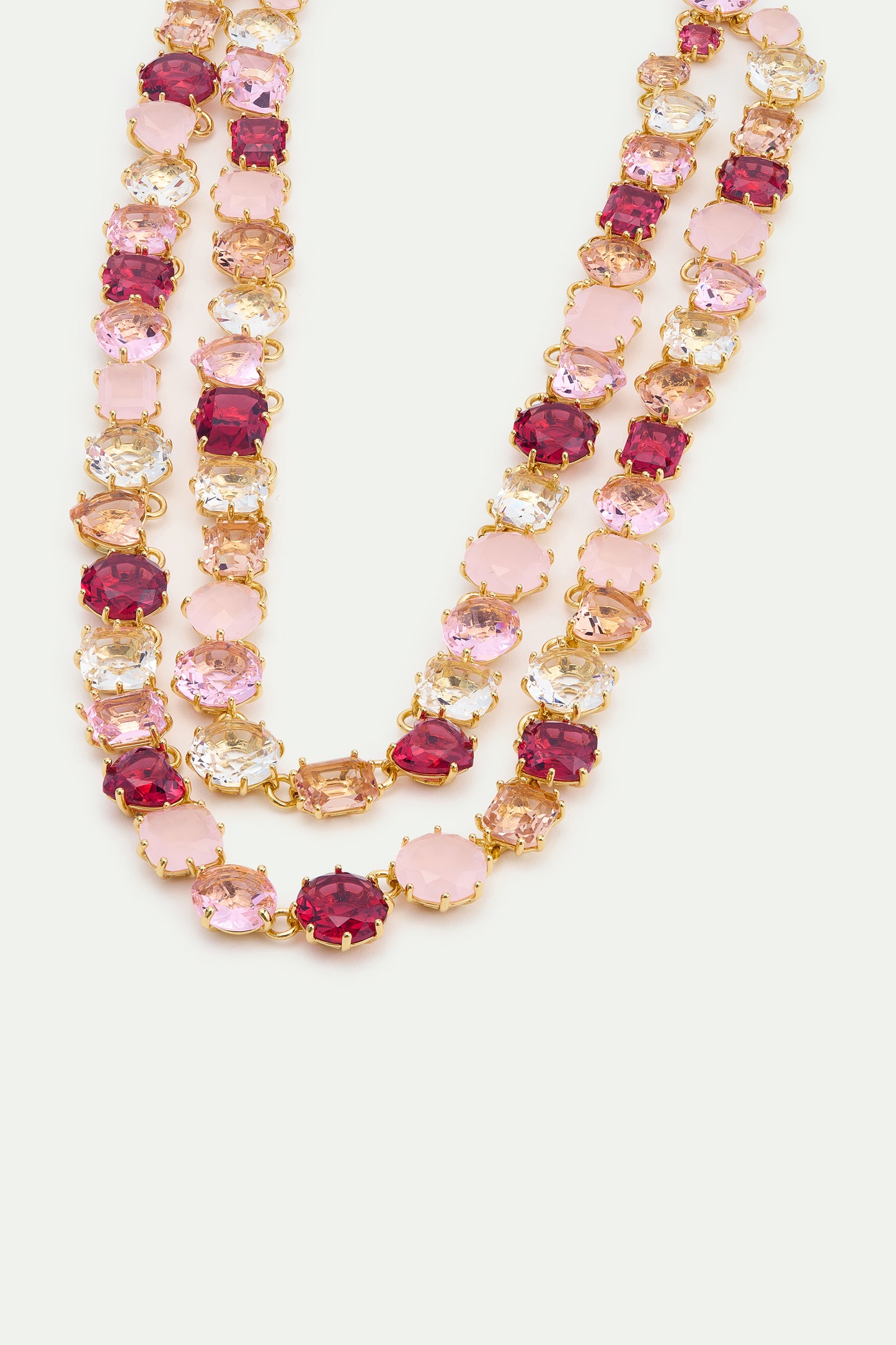 Gradient Pink Diamantine Statement Double Row Necklace | AWLD3551