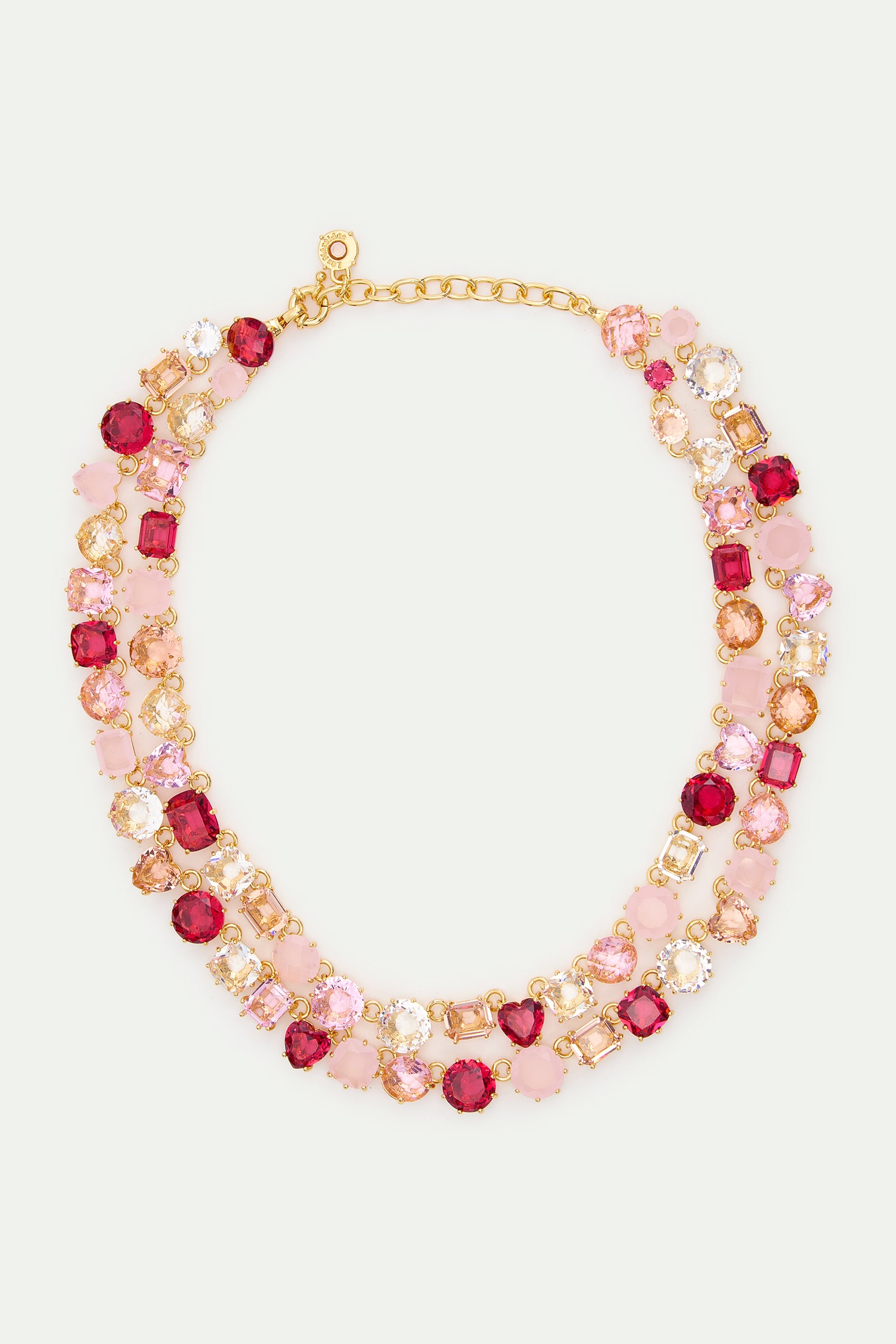 Gradient Pink Diamantine Statement Double Row Necklace | AWLD3551