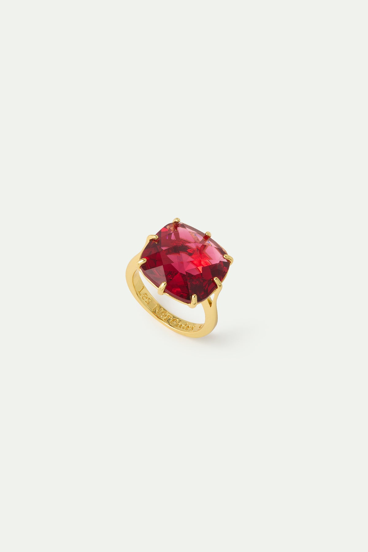 Dark Pink Diamantine Square Stone Solitaire Ring | AWLD6021
