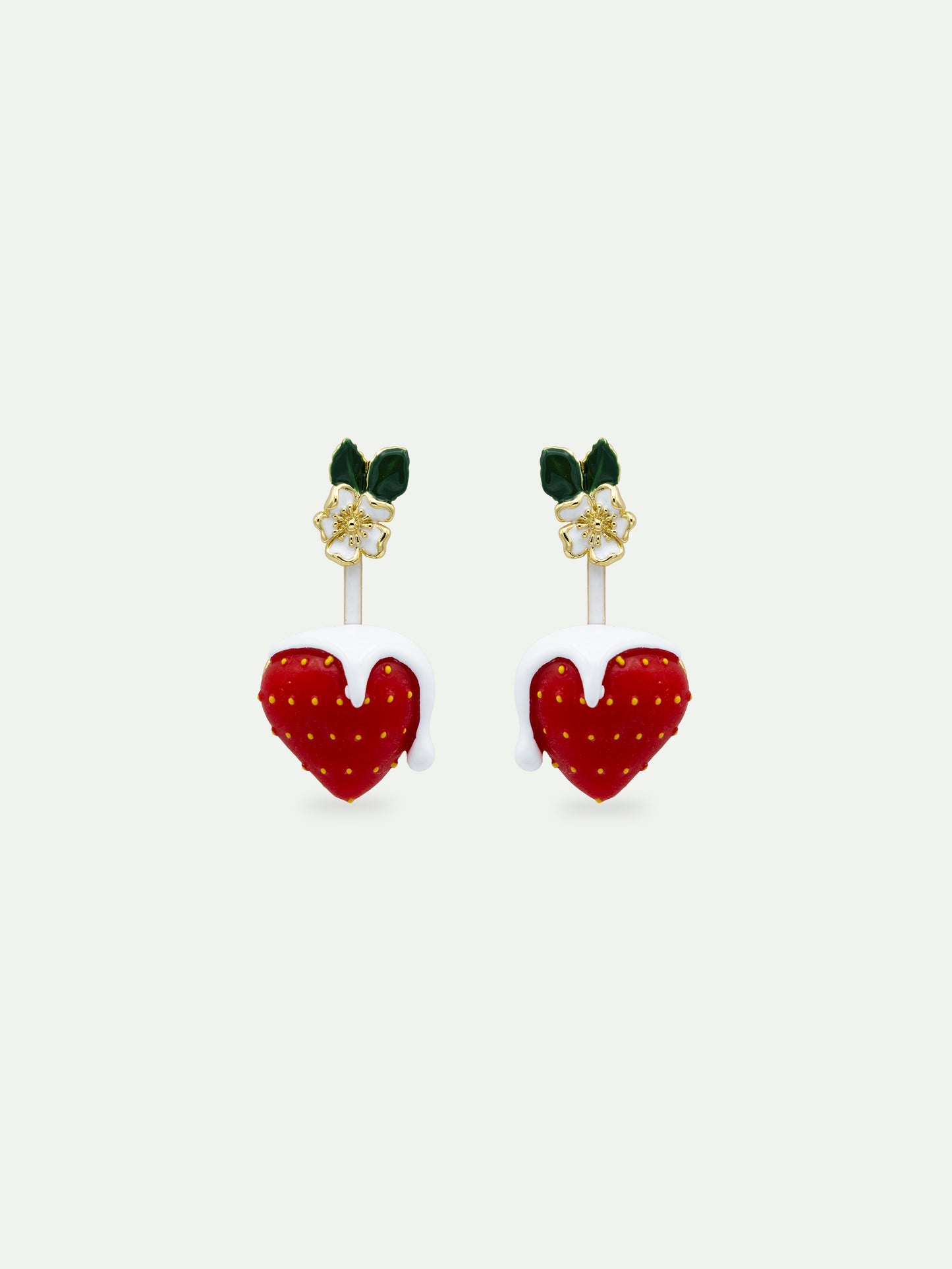 Strawberry & Cream White Flower Earrings | AWMC1111