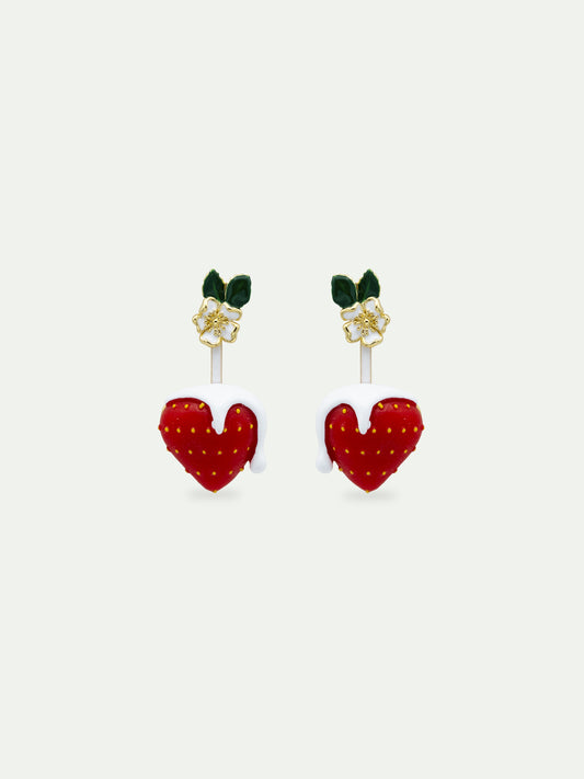 Strawberry & Cream White Flower Earrings