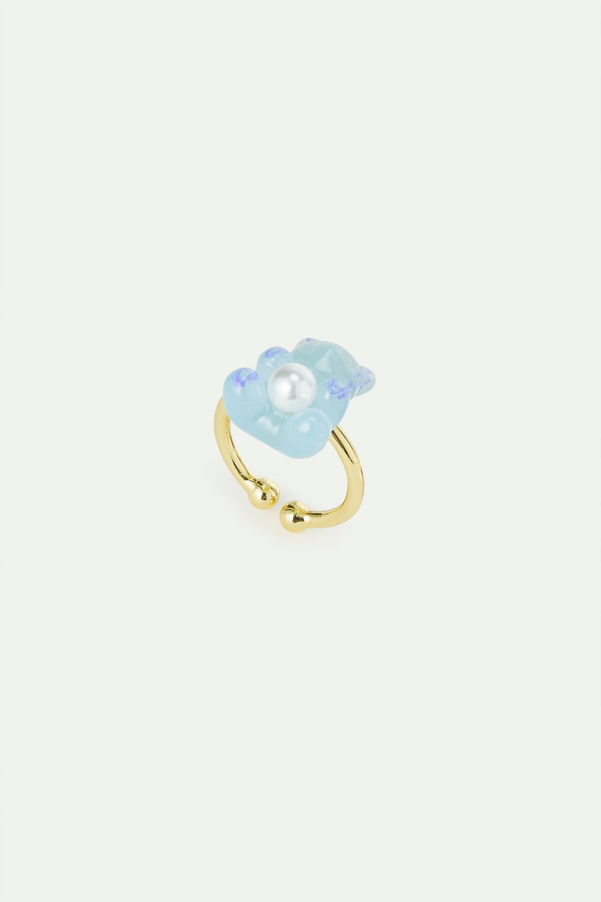 Blue Teddy Bear & Imitation Pearl Ring | AWMC6011