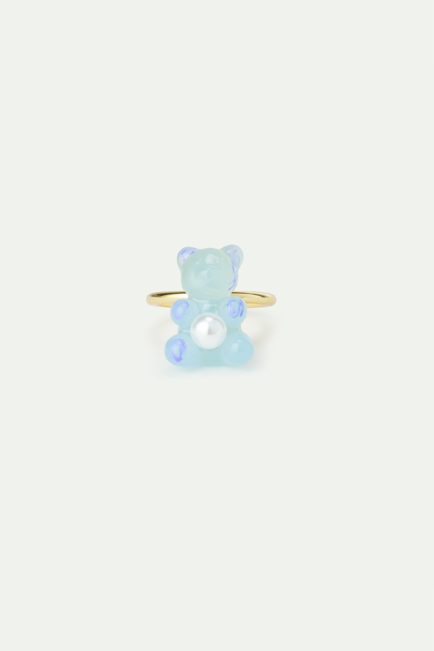 Blue Teddy Bear & Imitation Pearl Ring | AWMC6011