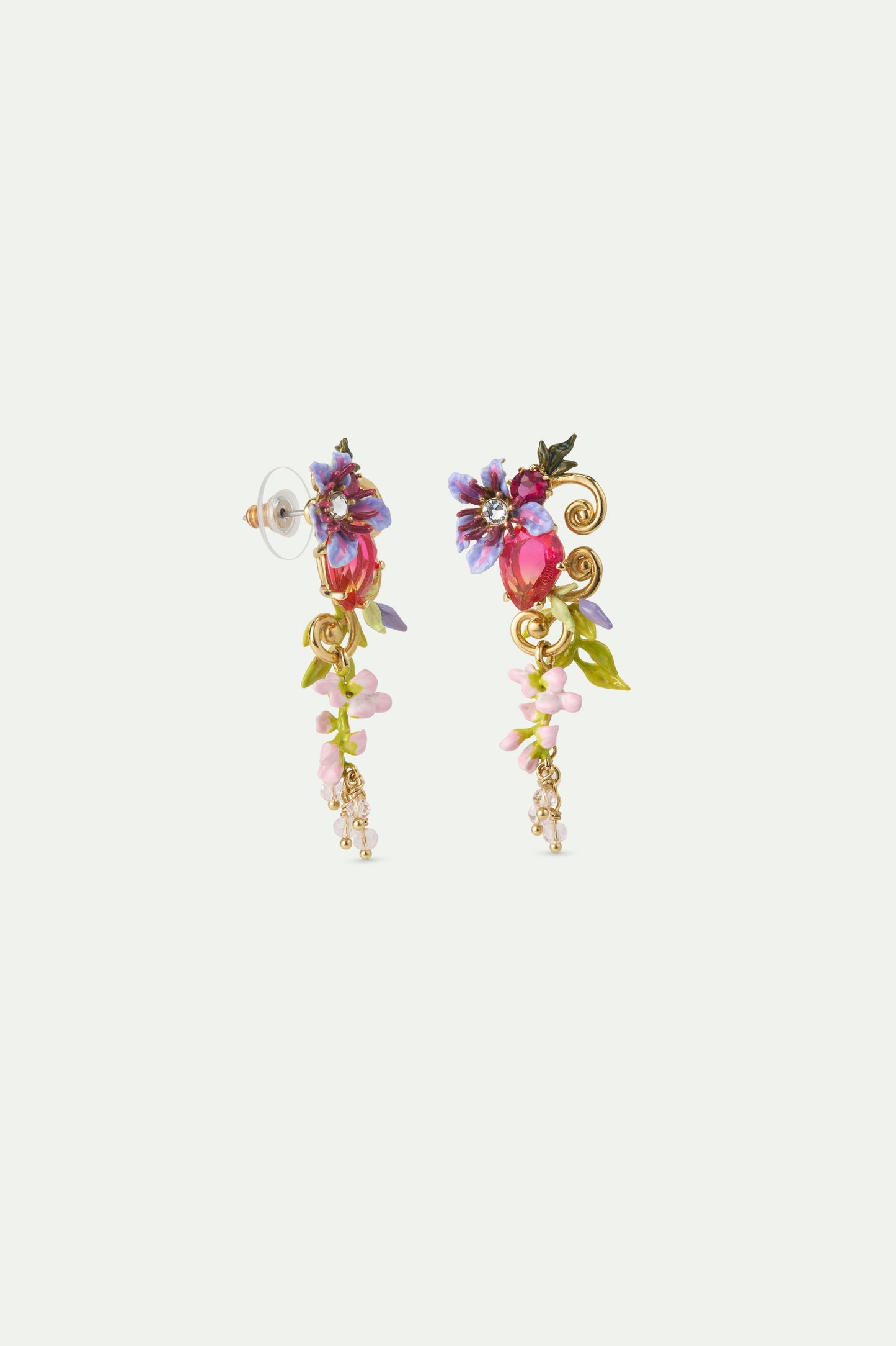 Pink & Purple Wisteria Two-Tone Crystal Statement Earrings | AWMM1011