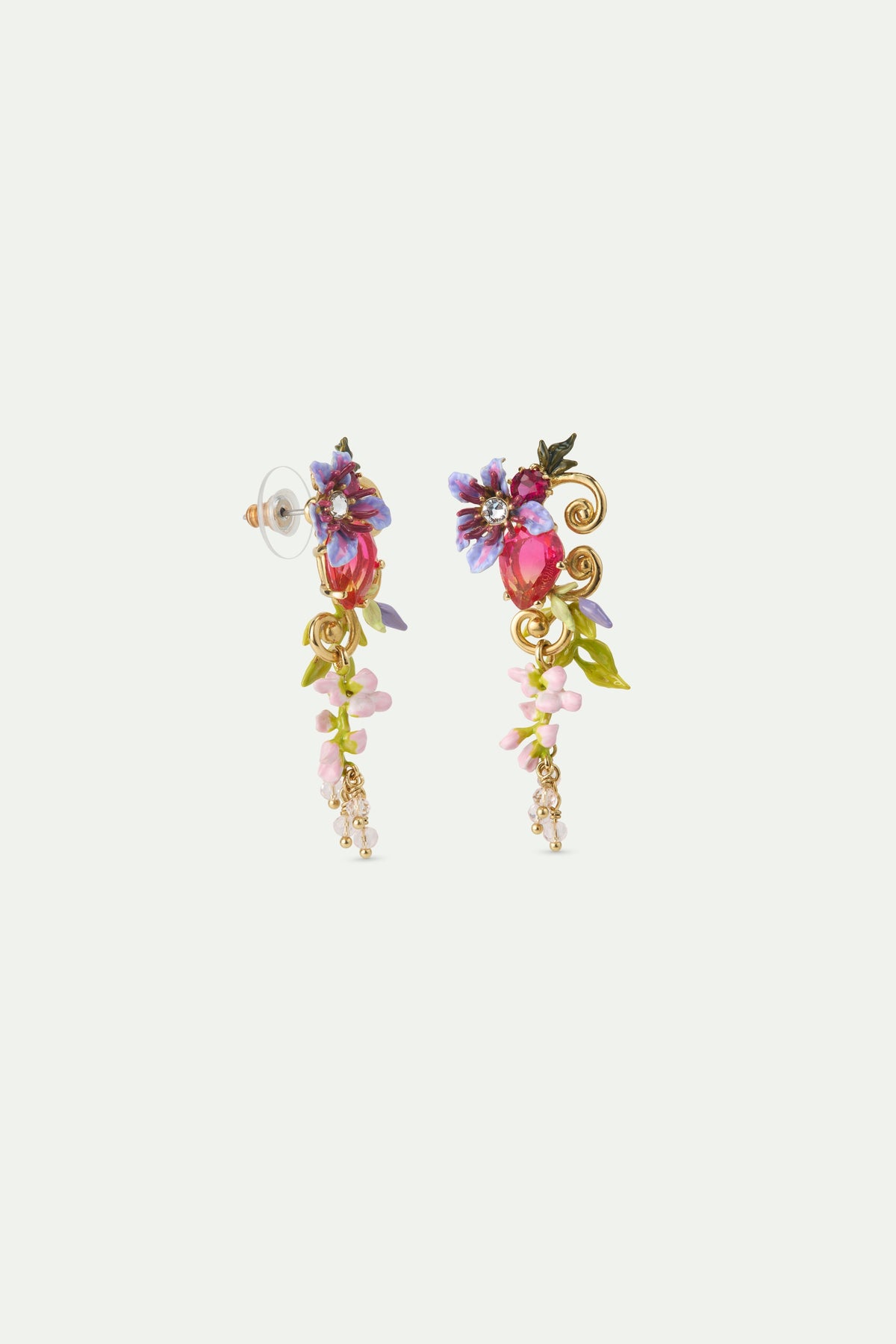 Pink & Purple Wisteria Two-Tone Crystal Statement Earrings | AWMM1011