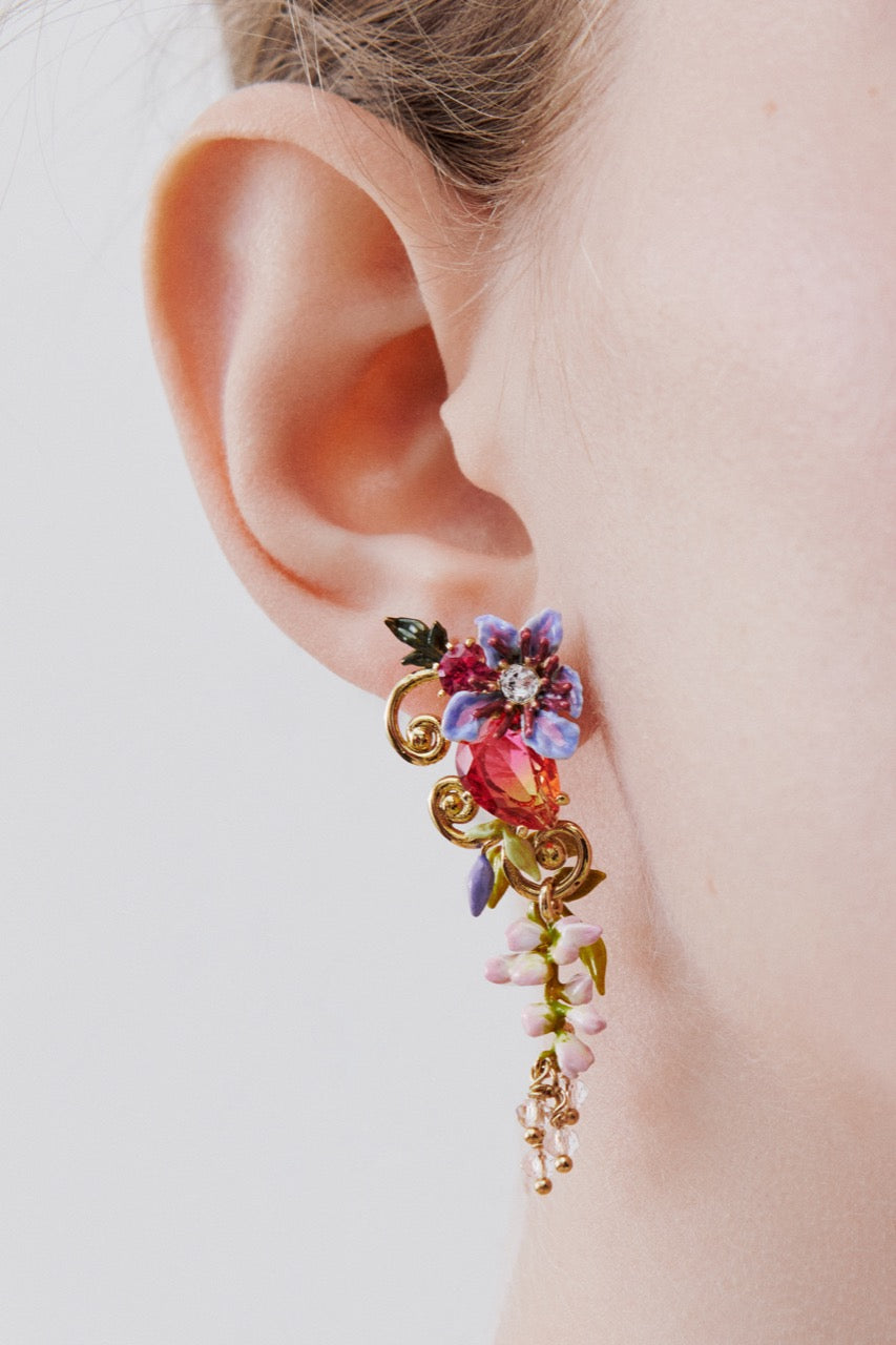 Pink & Purple Wisteria Two-Tone Crystal Statement Earrings | AWMM1011