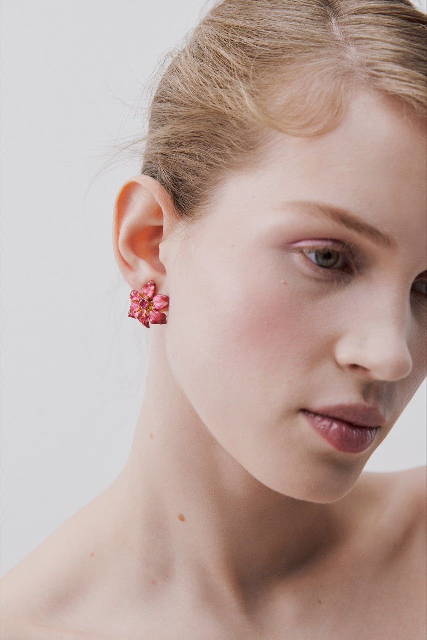 Large Pink Clematis Flower Earrings | AWMM1021
