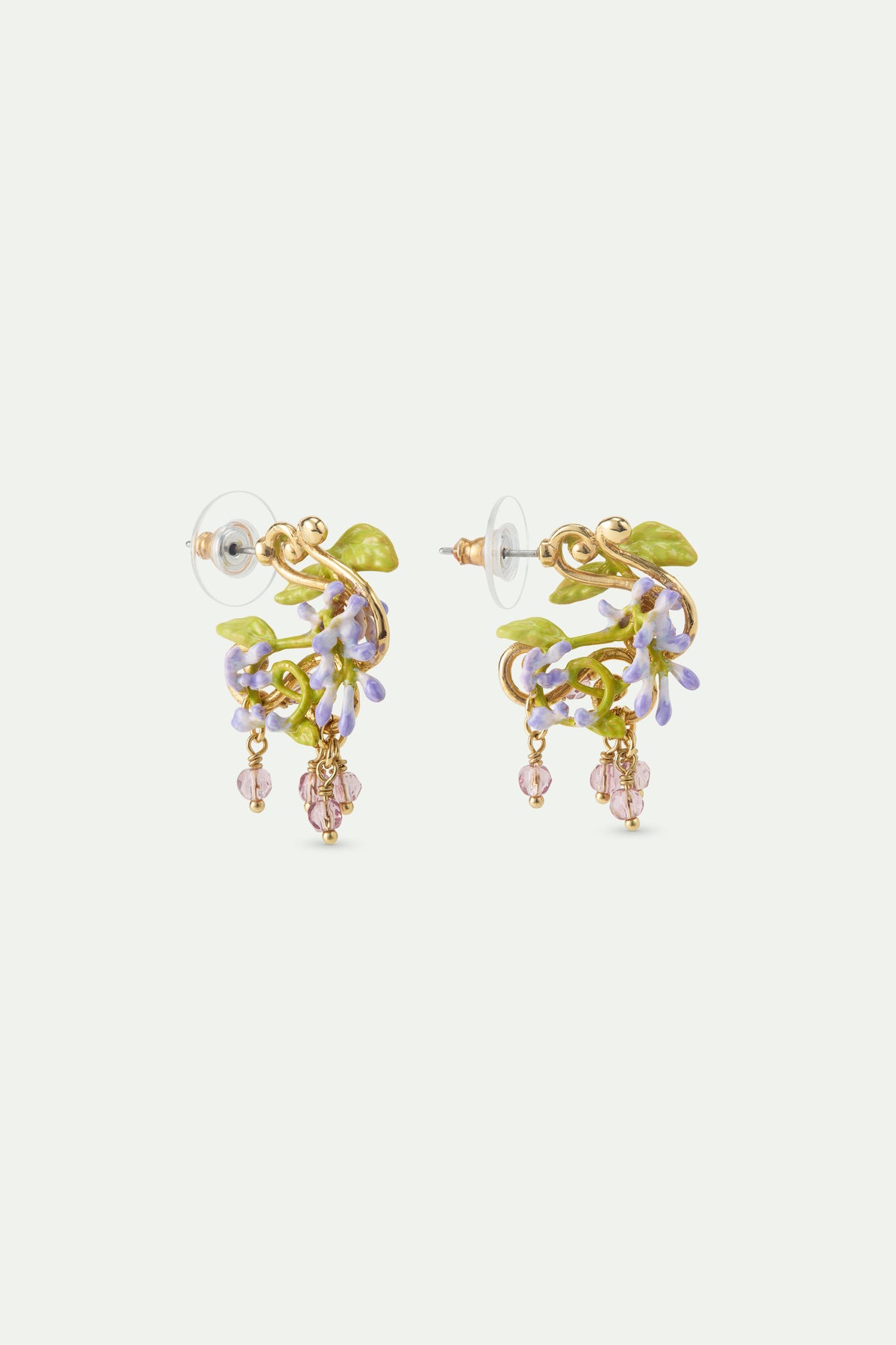 Purple Wisteria Post On Golden Arabesque Earrings | AWMM1031