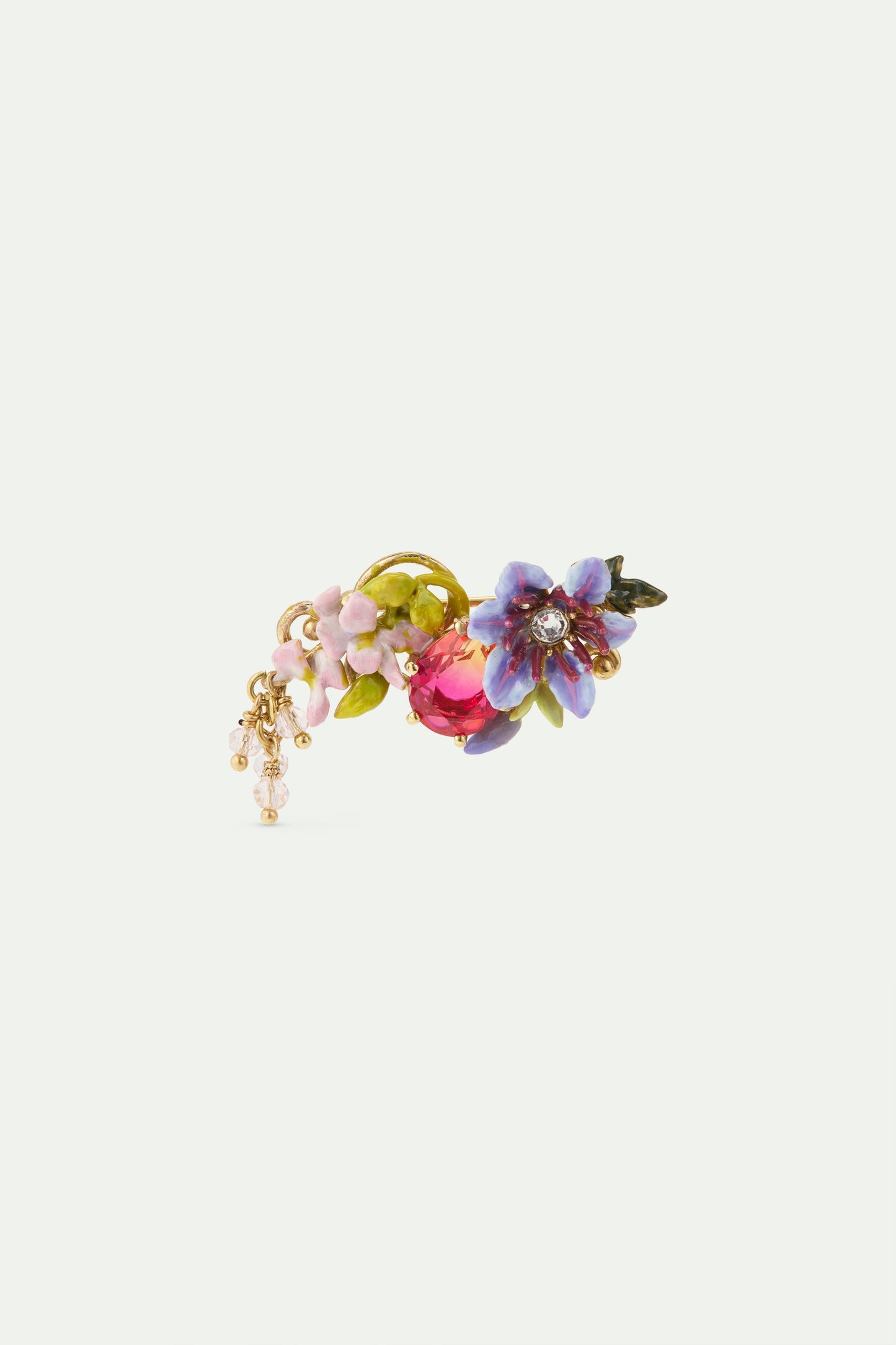 Purple Clematis & Wisteria Floral Statement Brooch