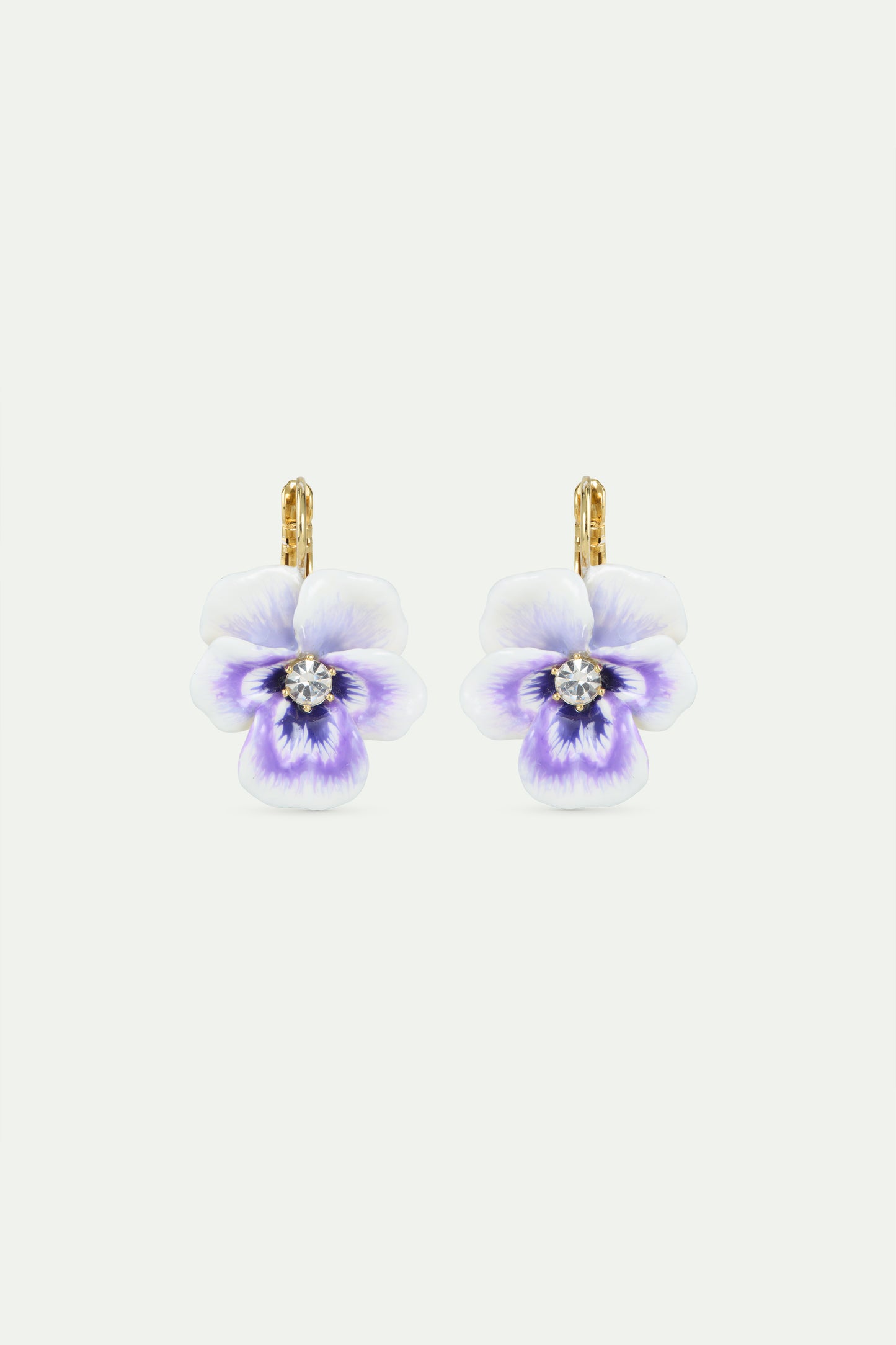 Purple Pansy & Cut Crystal Earrings | AWMP1031