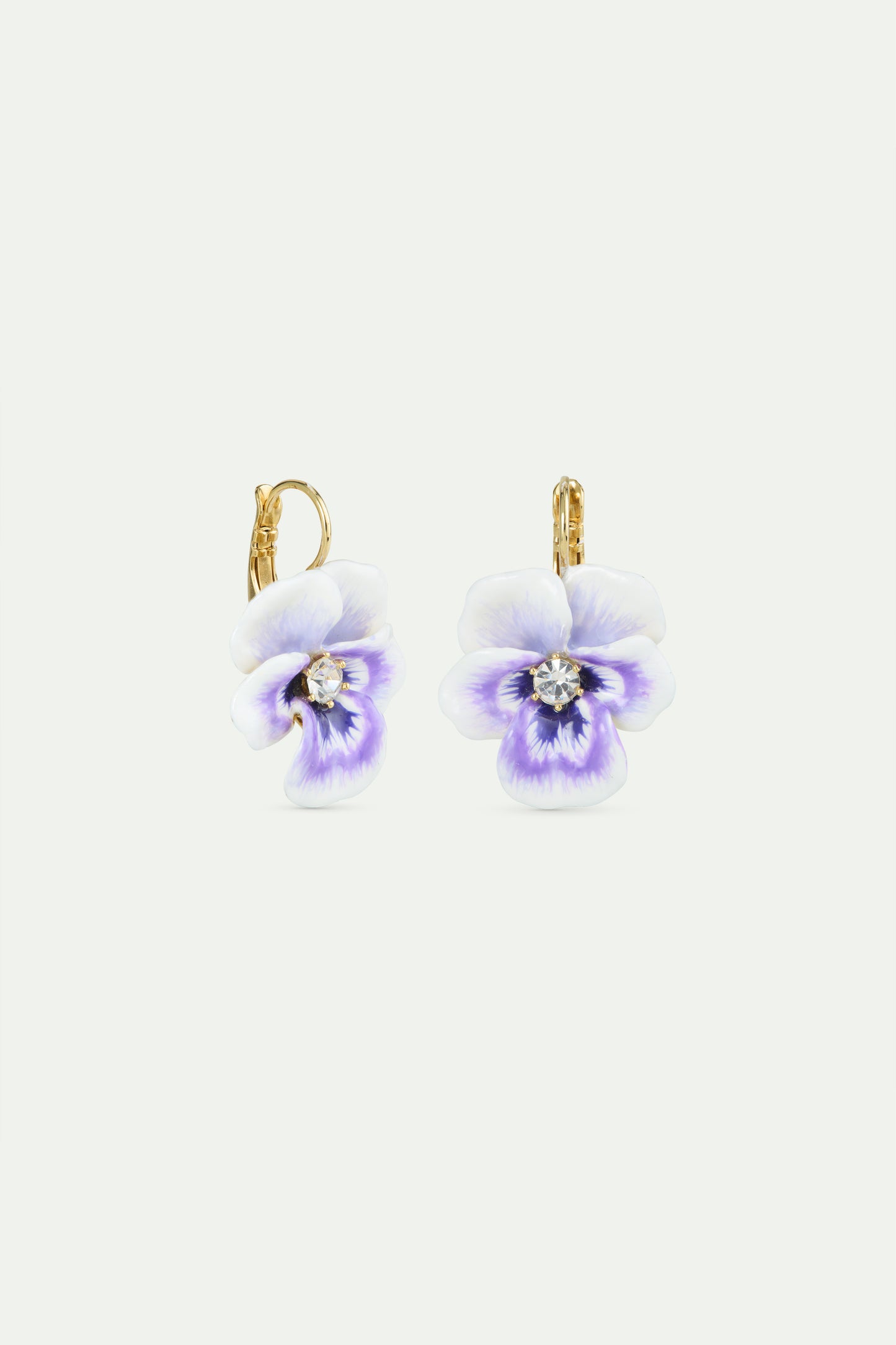 Purple Pansy & Cut Crystal Earrings | AWMP1031