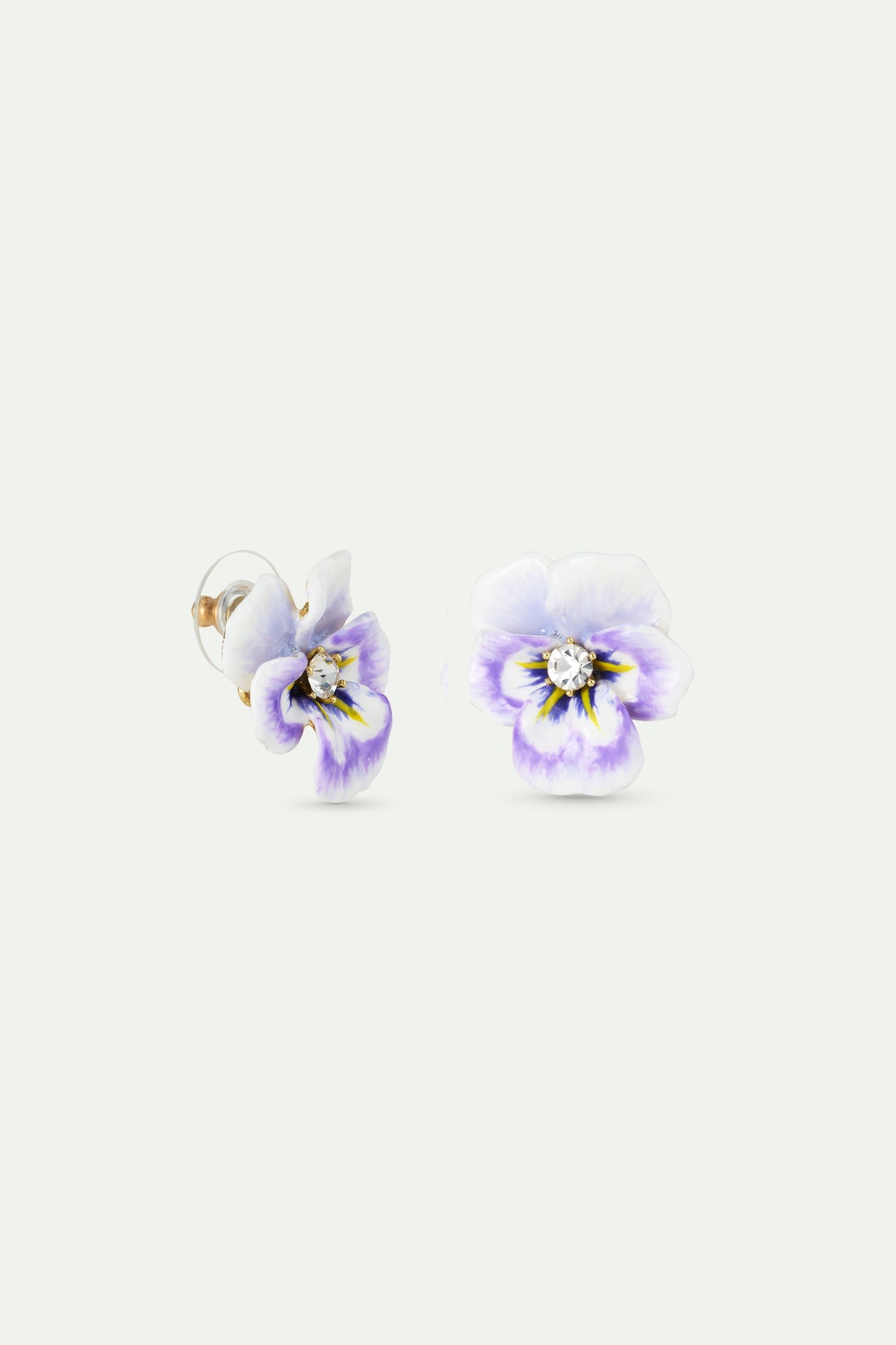 Purple Pansy & Cut Crystal Earrings | AWMP1031