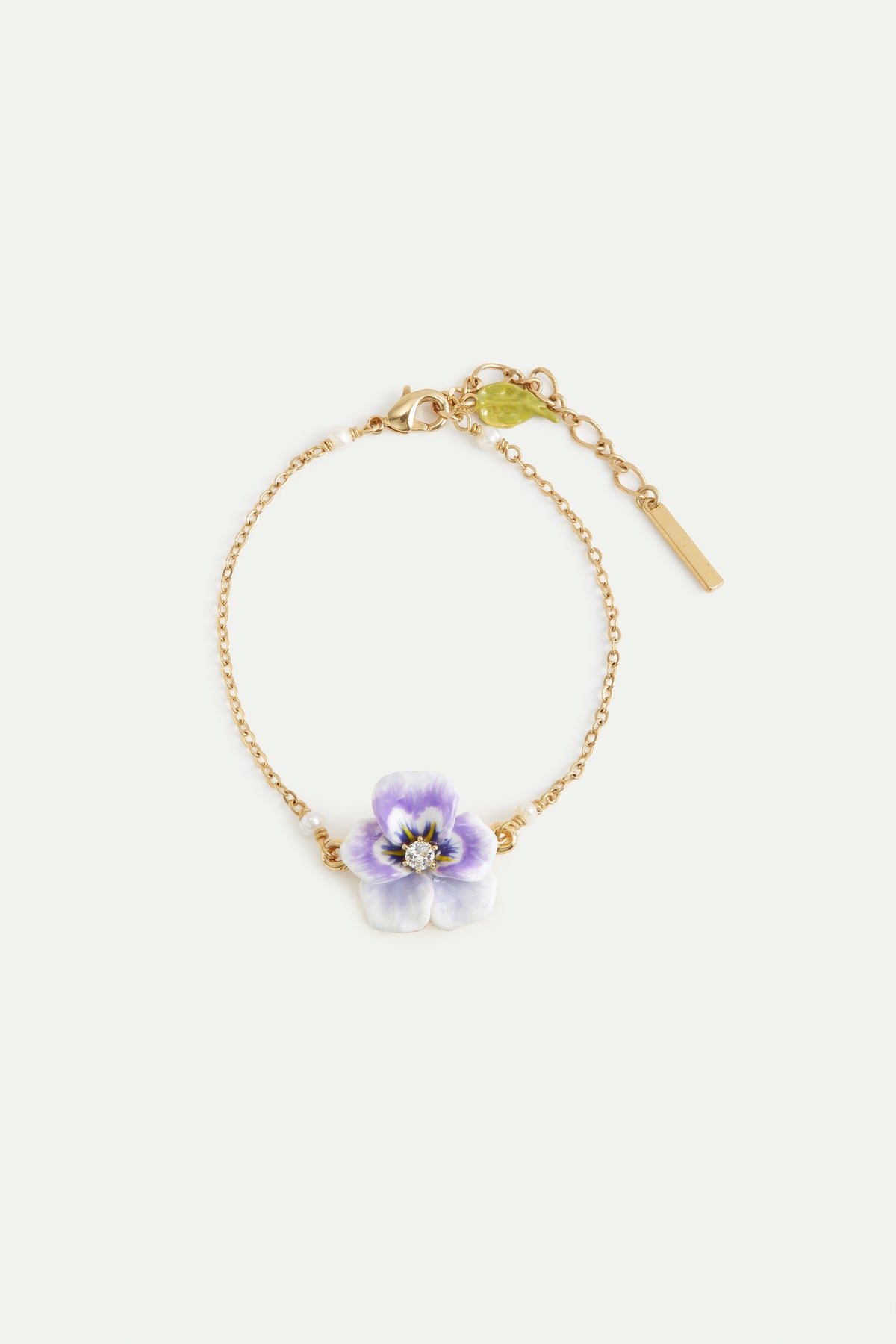 Purple Pansy & Cut Crystal Bracelet | AWMP2041