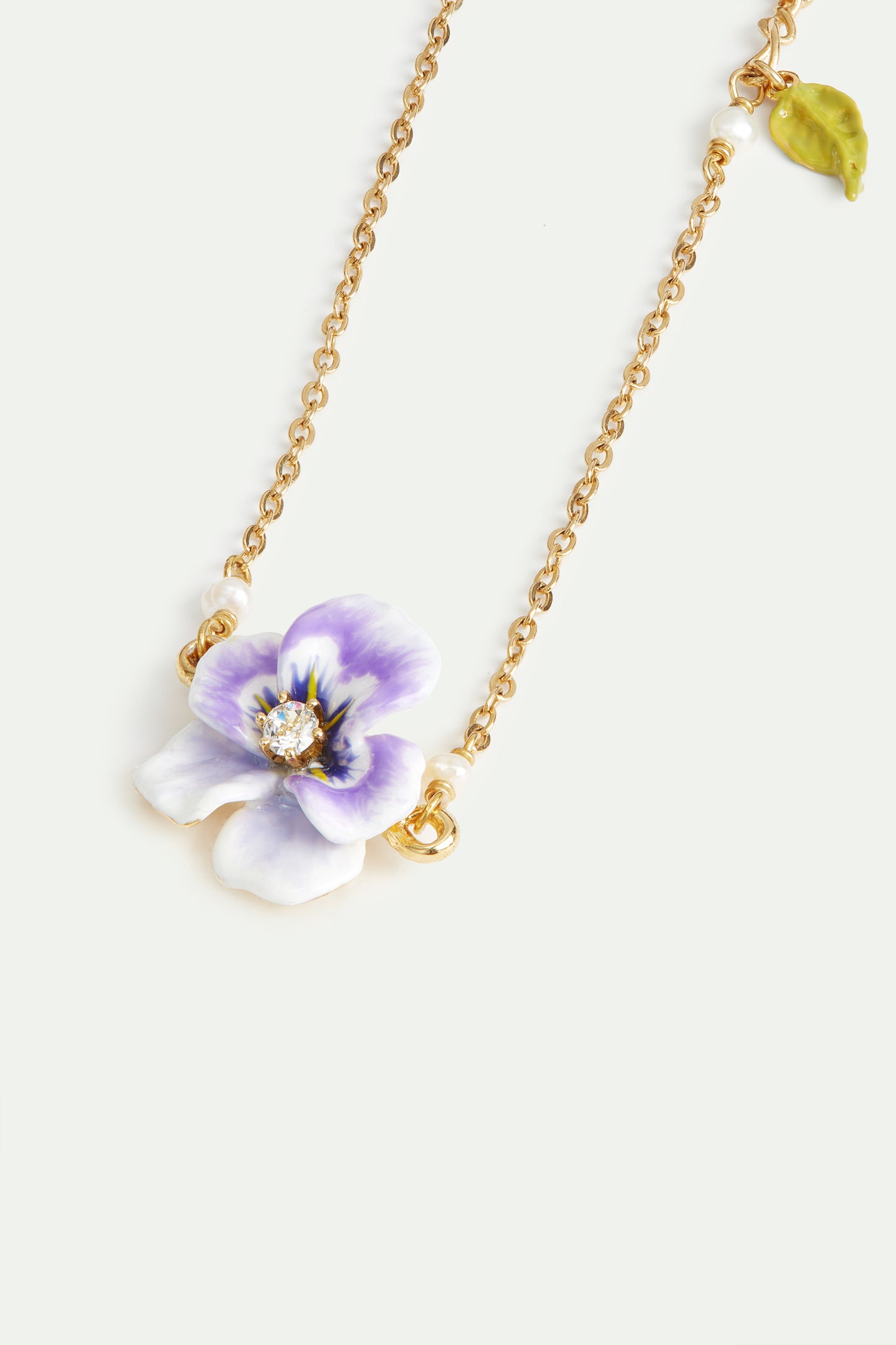 Purple Pansy & Cut Crystal Bracelet