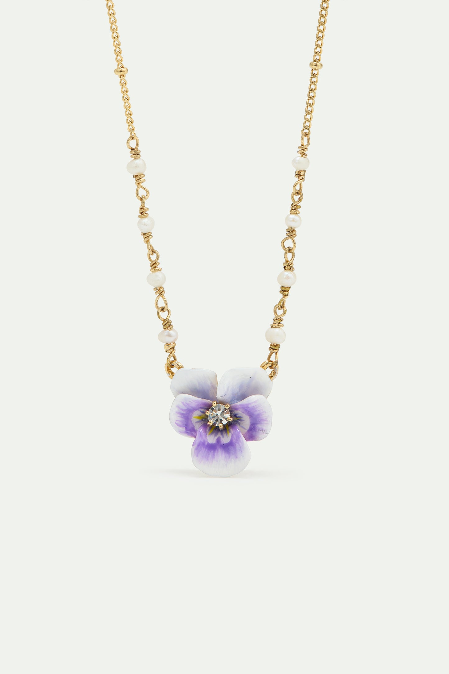 Purple Pansy & Cut Crystal Necklace | AWMP3081