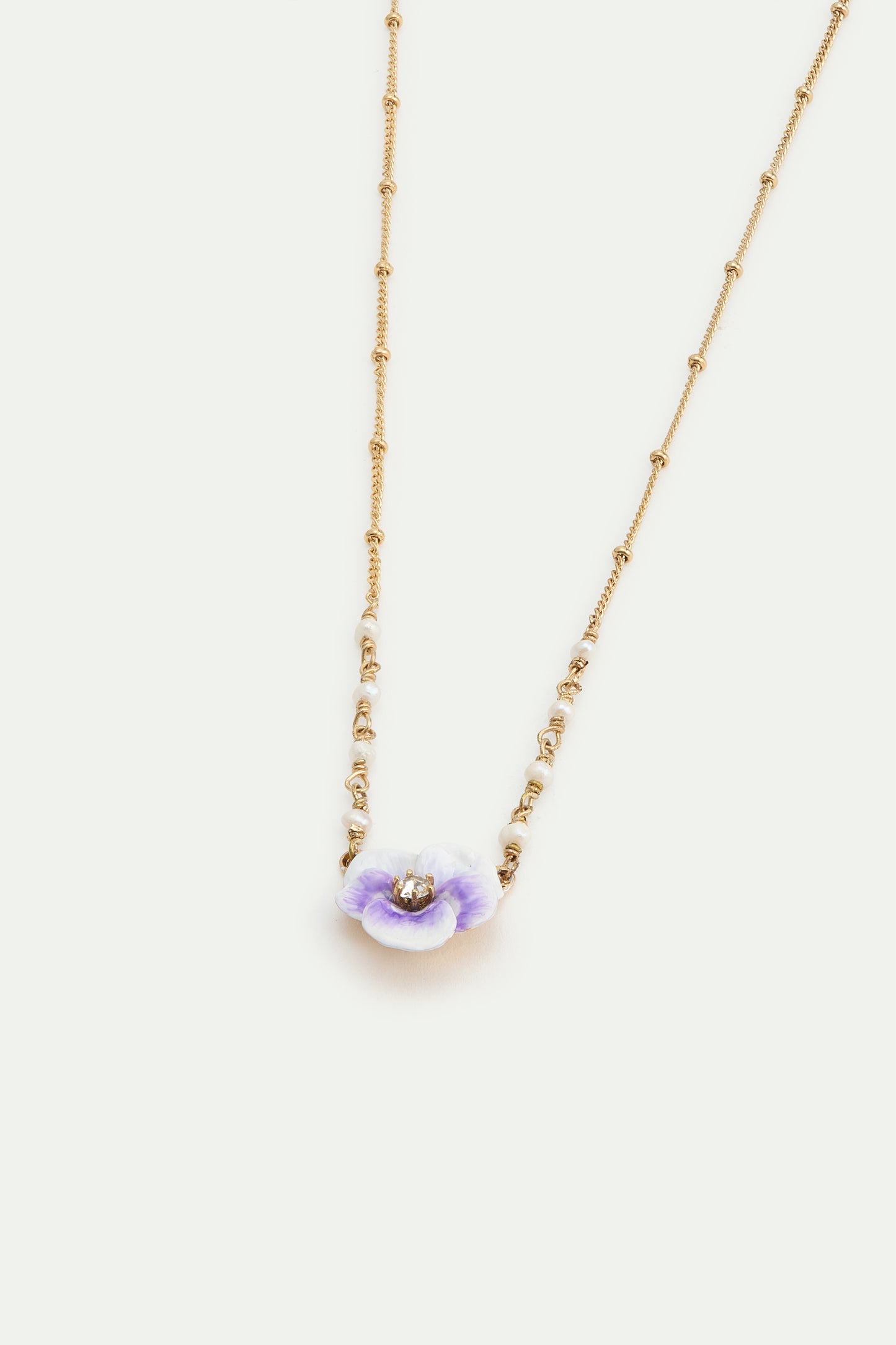 Purple Pansy & Cut Crystal Necklace | AWMP3081