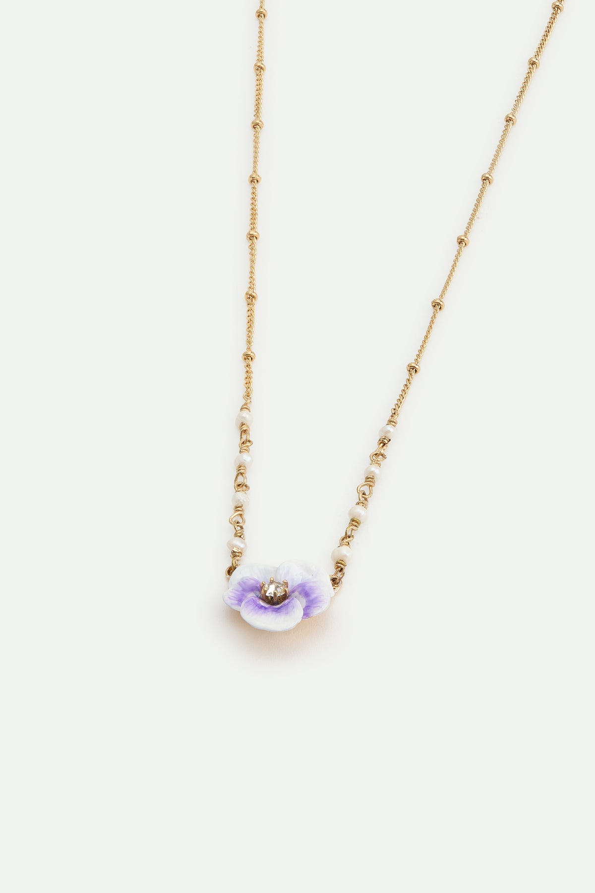 Purple Pansy & Cut Crystal Necklace | AWMP3081