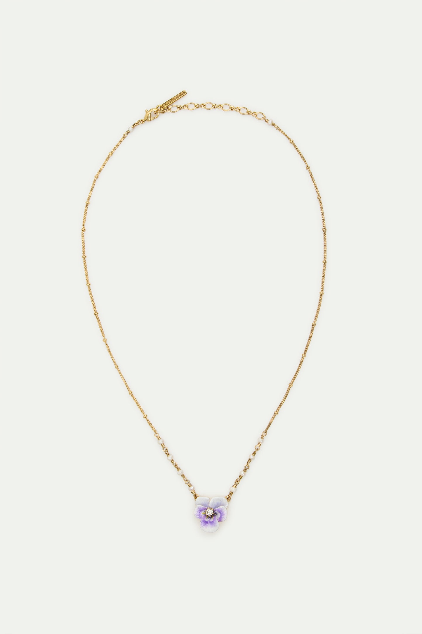 Purple Pansy & Cut Crystal Necklace | AWMP3081