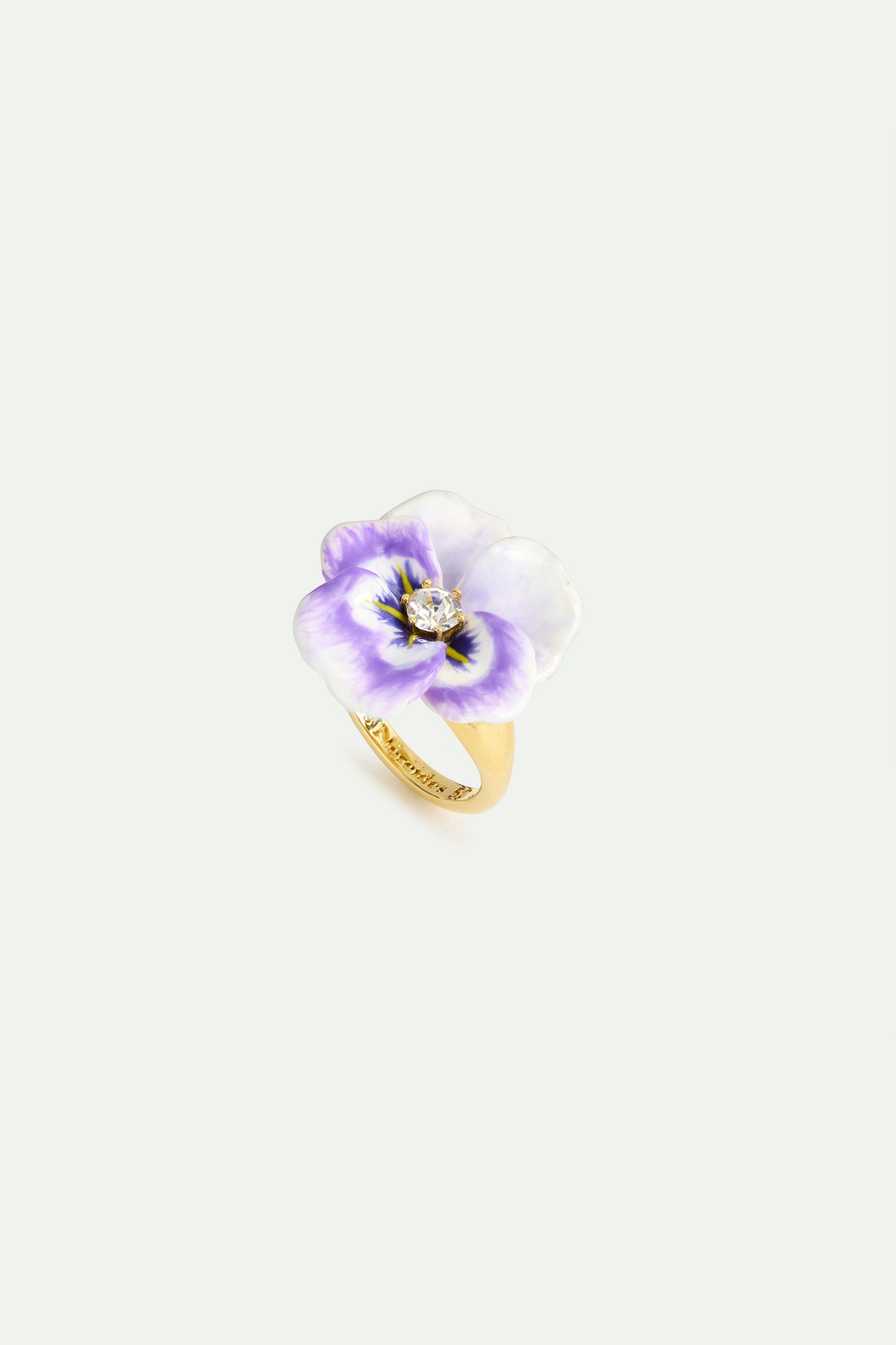Purple Pansy & Cut Crystal Cocktail Ring | AWMP6031