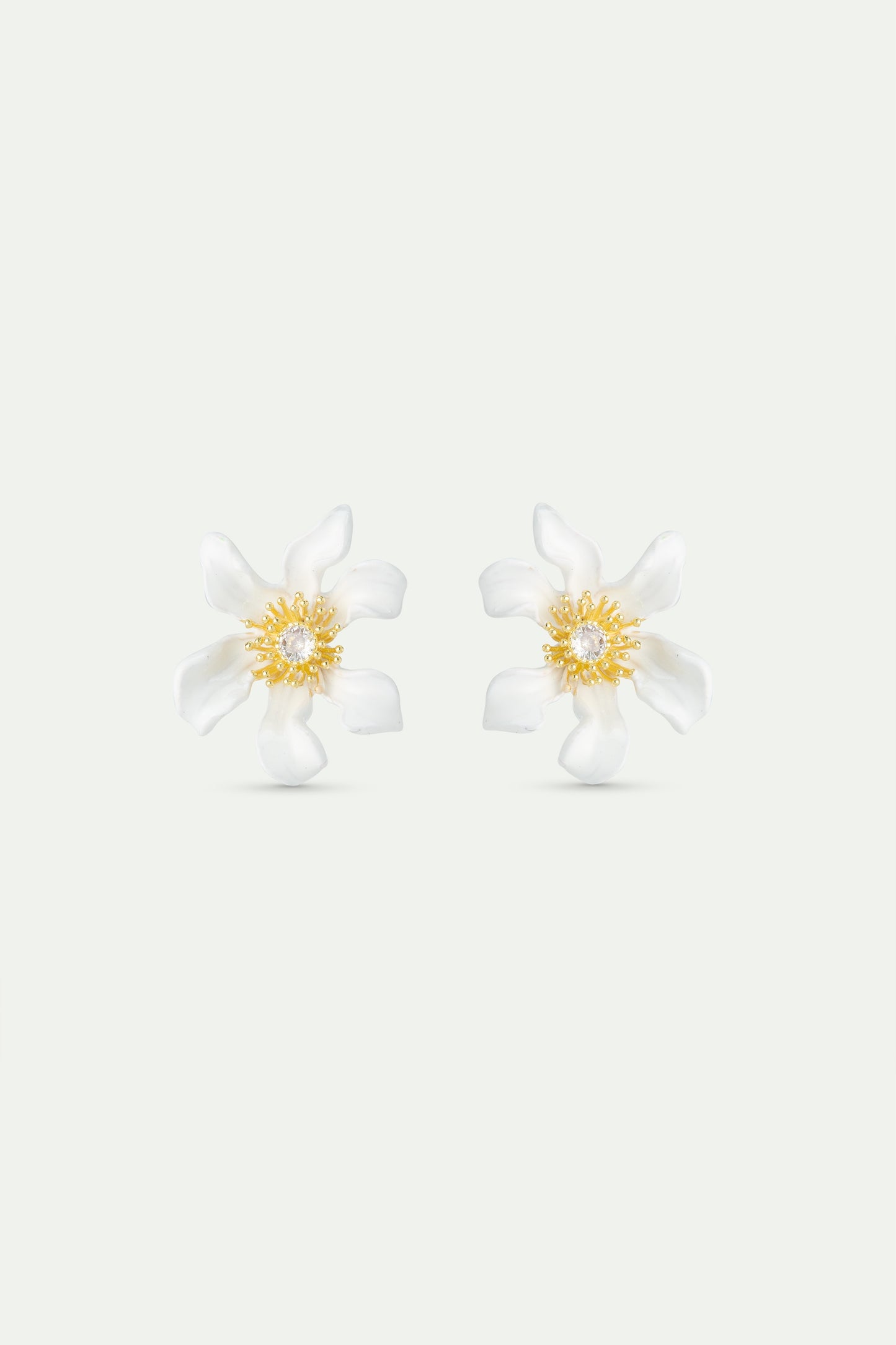 Large White Clematis Flower Earrings