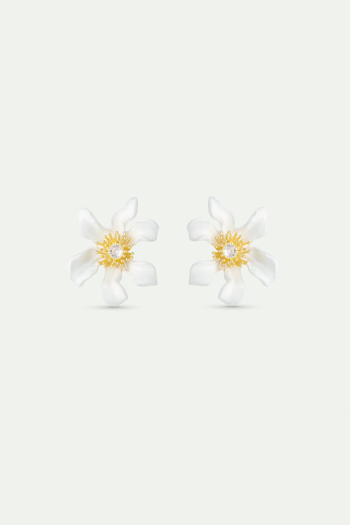 Large White Clematis Flower Earrings | AWNF1011