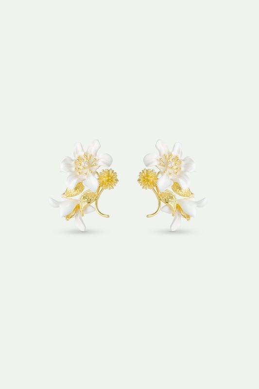 Large White Clematis Earrings