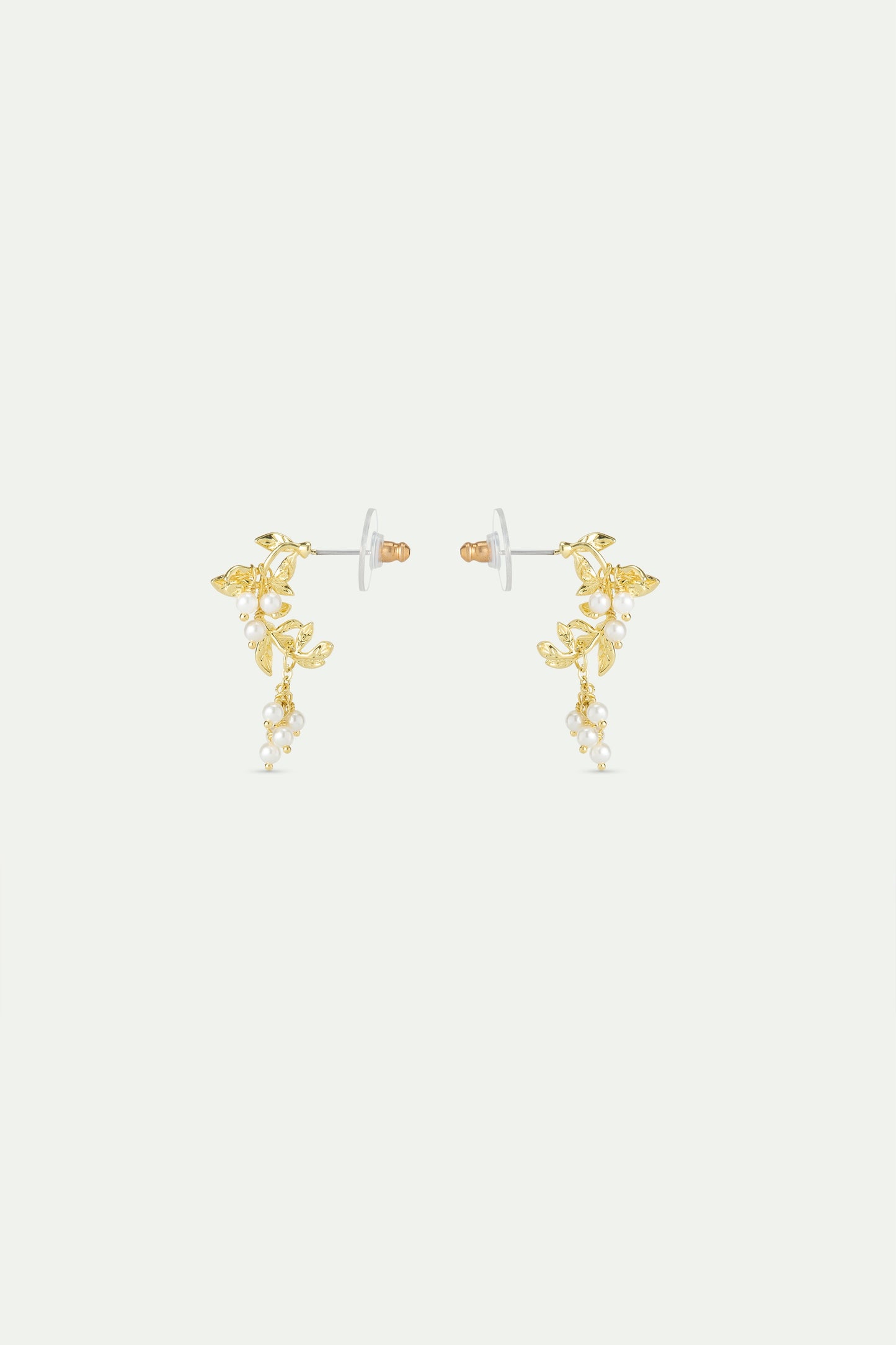 Gold & White Post Laurel Arch & Cultured Pearls Earrings