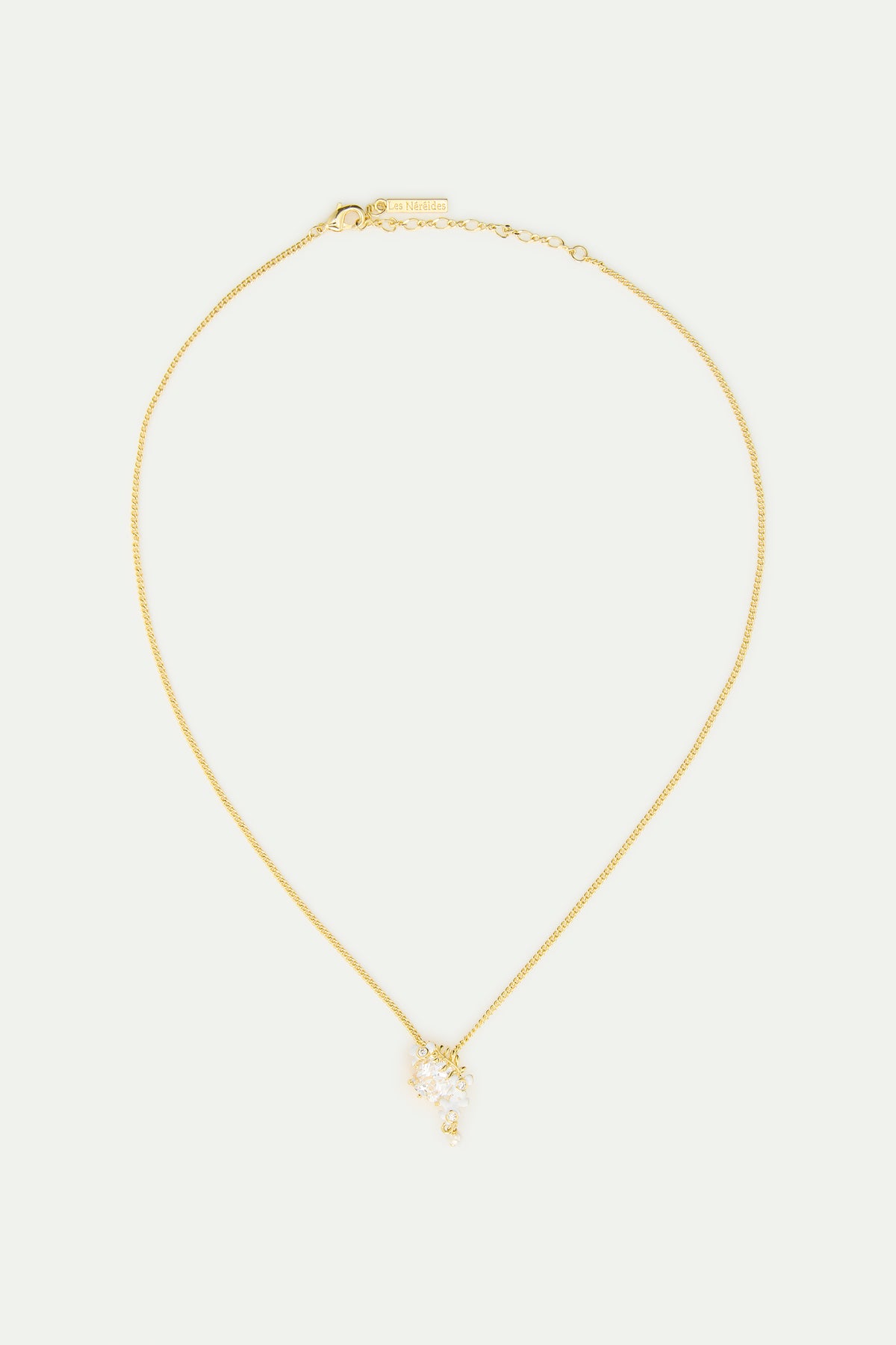White Wisteria And Cut Crystal Necklace | AWNF3041