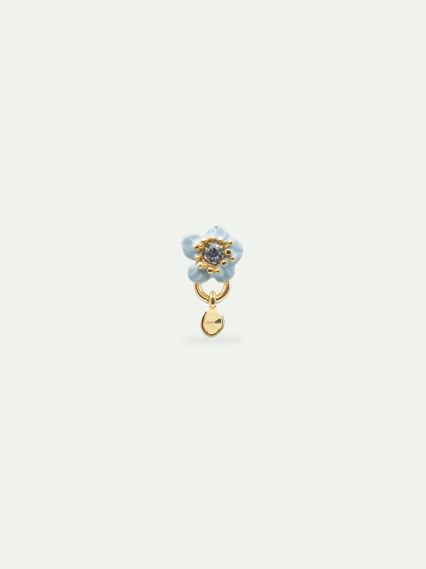 Single Earring A Blue Flower & A Stone | AWSO1011