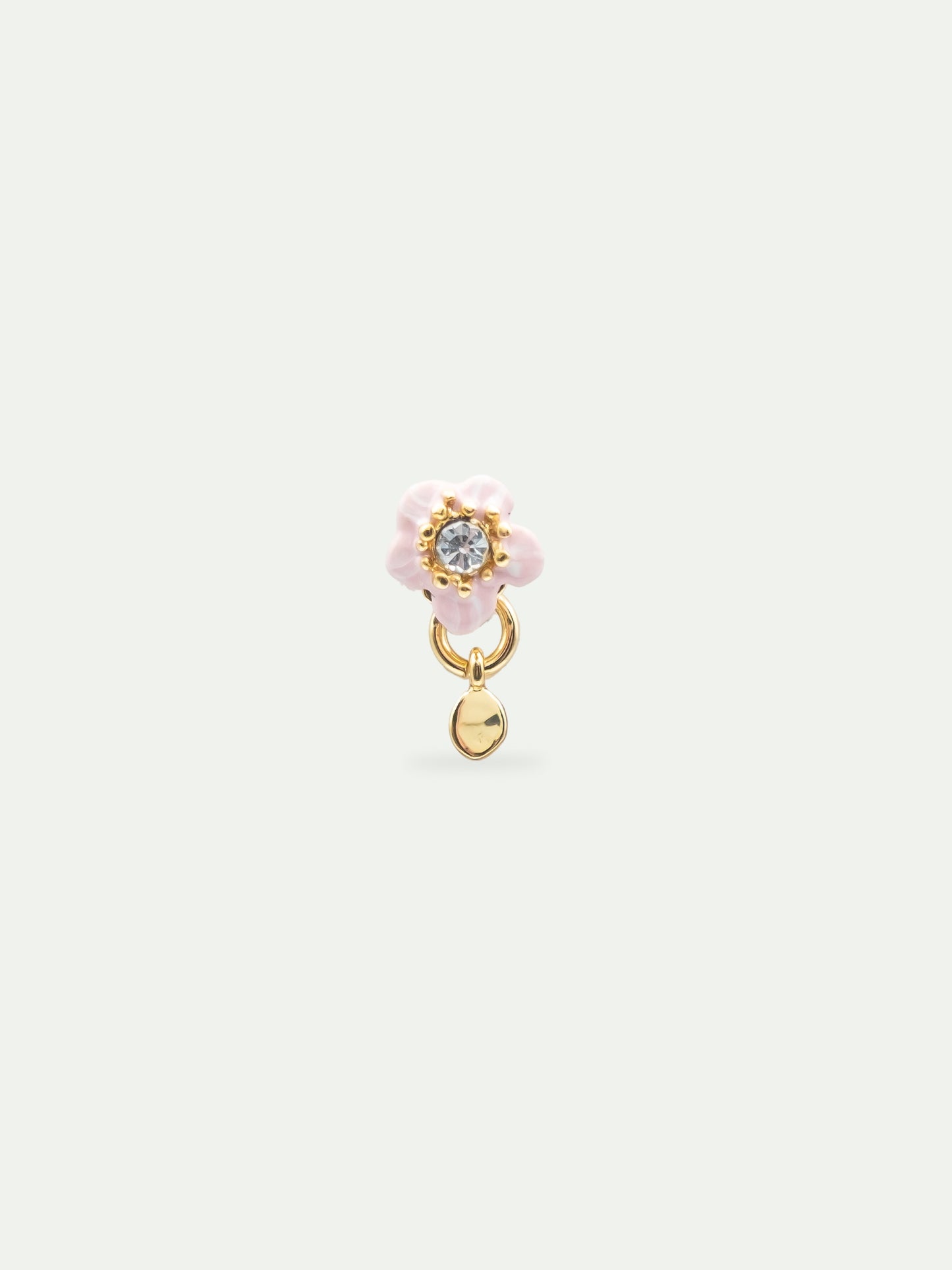Single Earring A Pink Flower & A Stone | AWSO1013