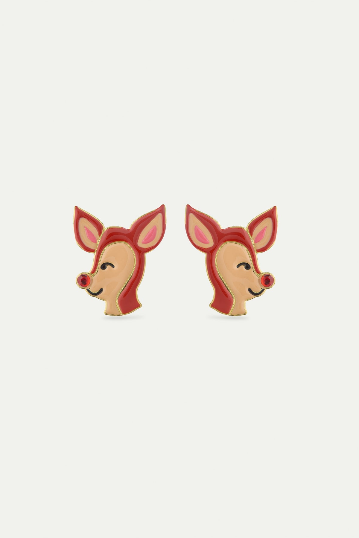 Doe And Red Rhinestone Earrings | AWWI1041