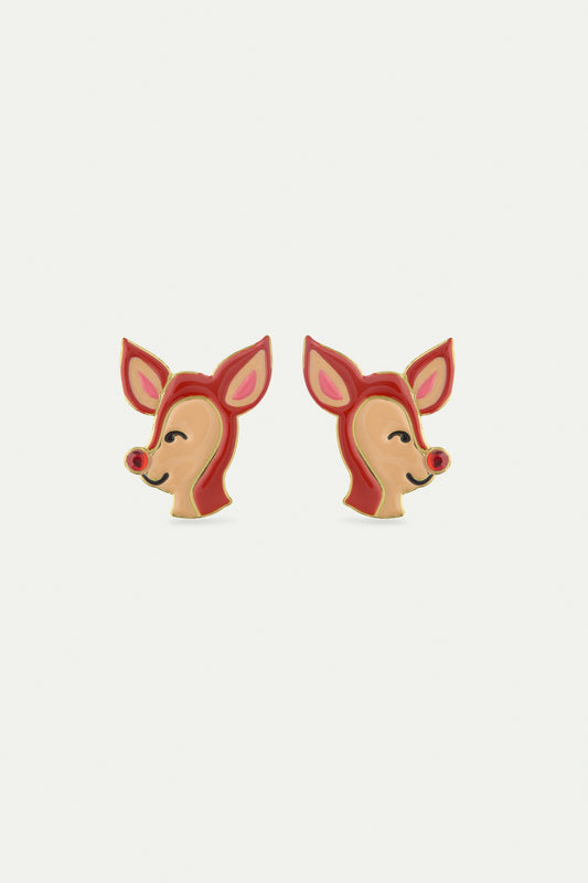 Doe And Red Rhinestone Earrings