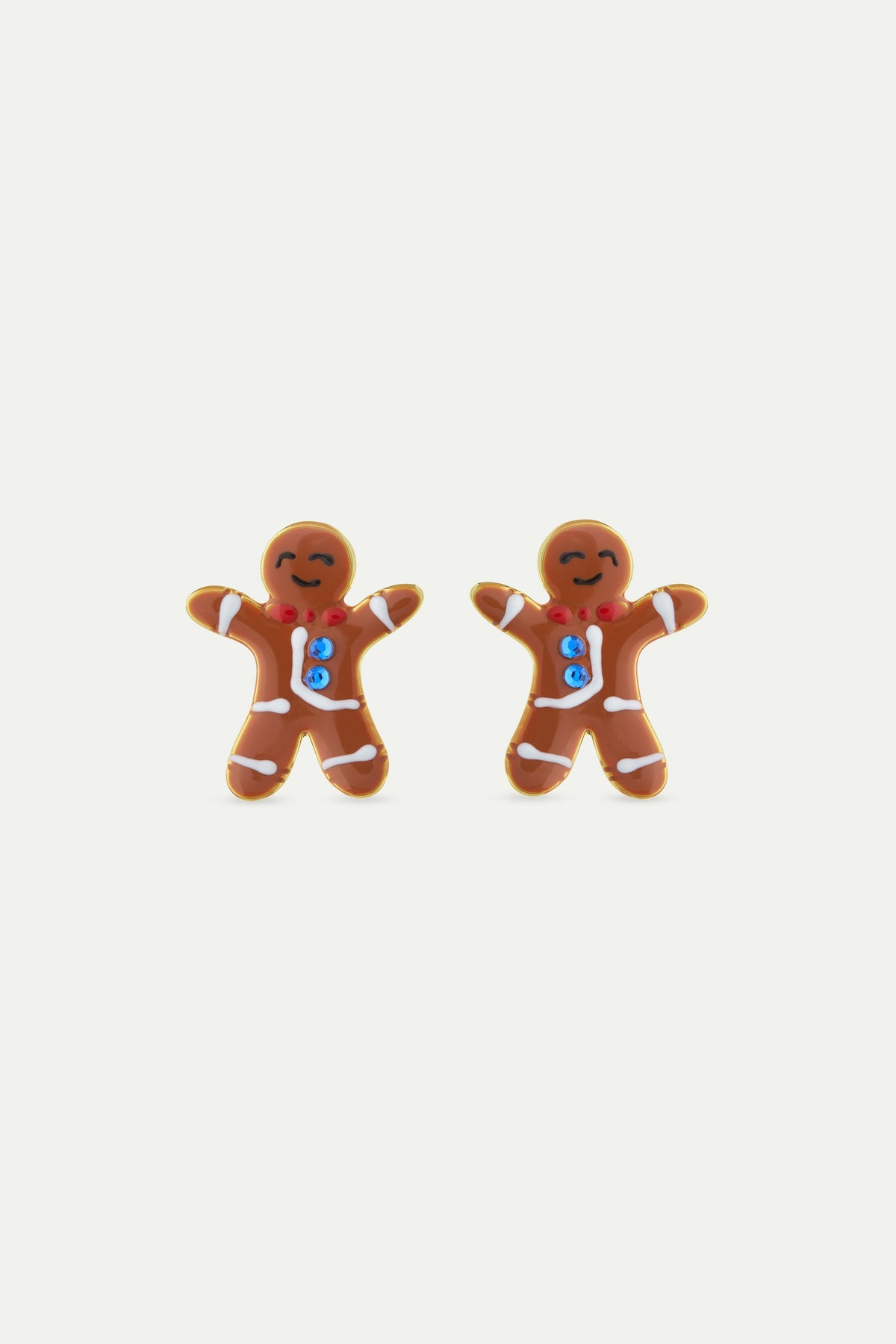 Gingerbread Man And Blue Rhinestone Earrings | AWWI1061