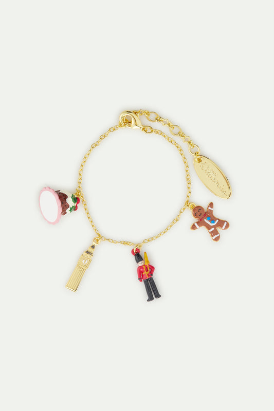 Christmas Pudding, Big Ben, King'S Guard And Gingerbread Charm Bracelet
