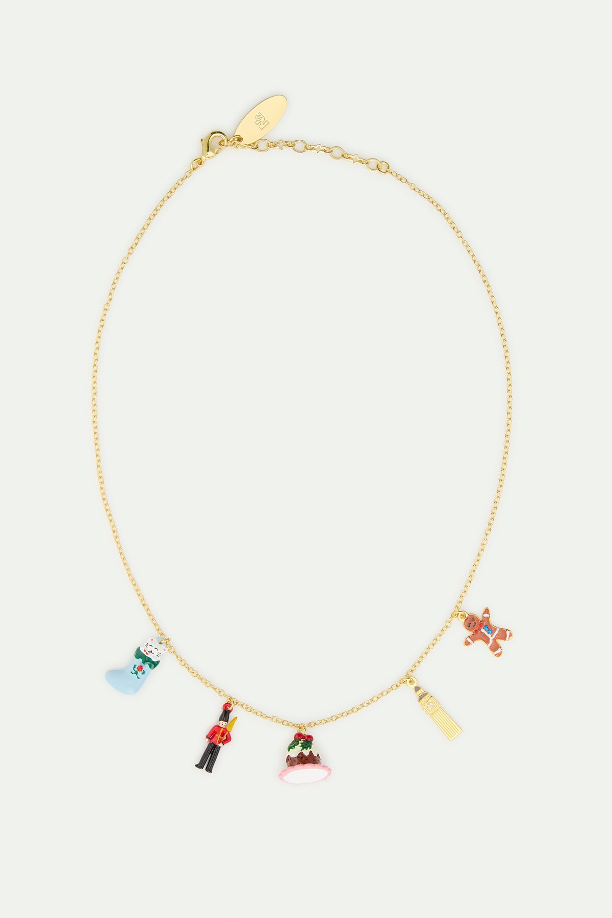 Christmas Stocking, King'S Guard, Christmas Pudding, Big Ben And Gingerbread Man Charm Necklace | AWWI3011