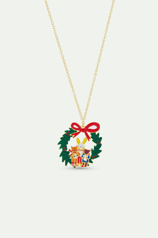 Wreath And Christmas Carols Pendant Necklace