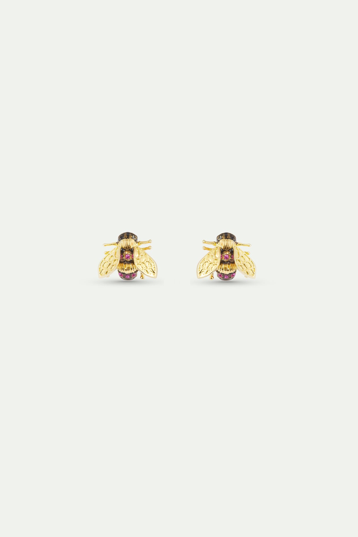 Gold Bee And Pink Stone Earrings | AXAM1061