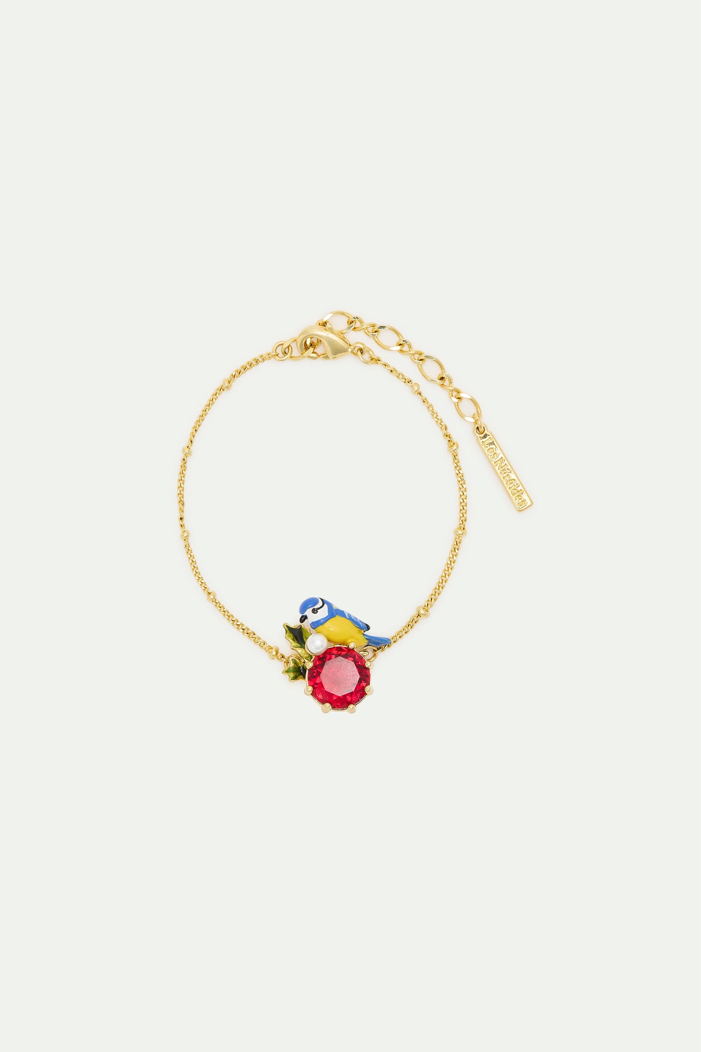 Blue Titmouse And Round Red Stone Fine Bracelet | AXAM2021