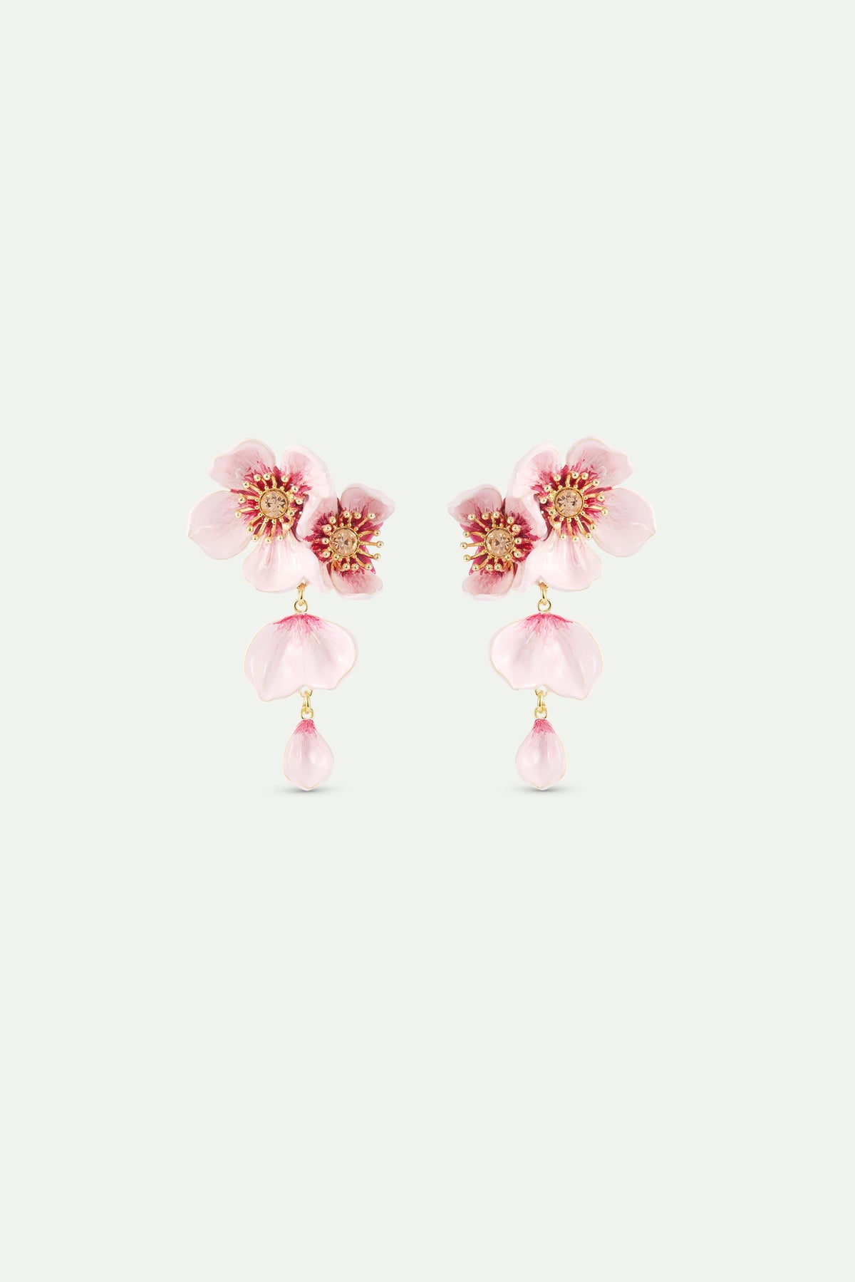 Dangle Post Earrings With Pink Cherry Blossom | AXHA1092