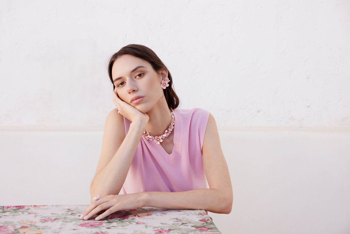 Asymmetrical Pink Cherry Blossom Earrings | AXHA1102