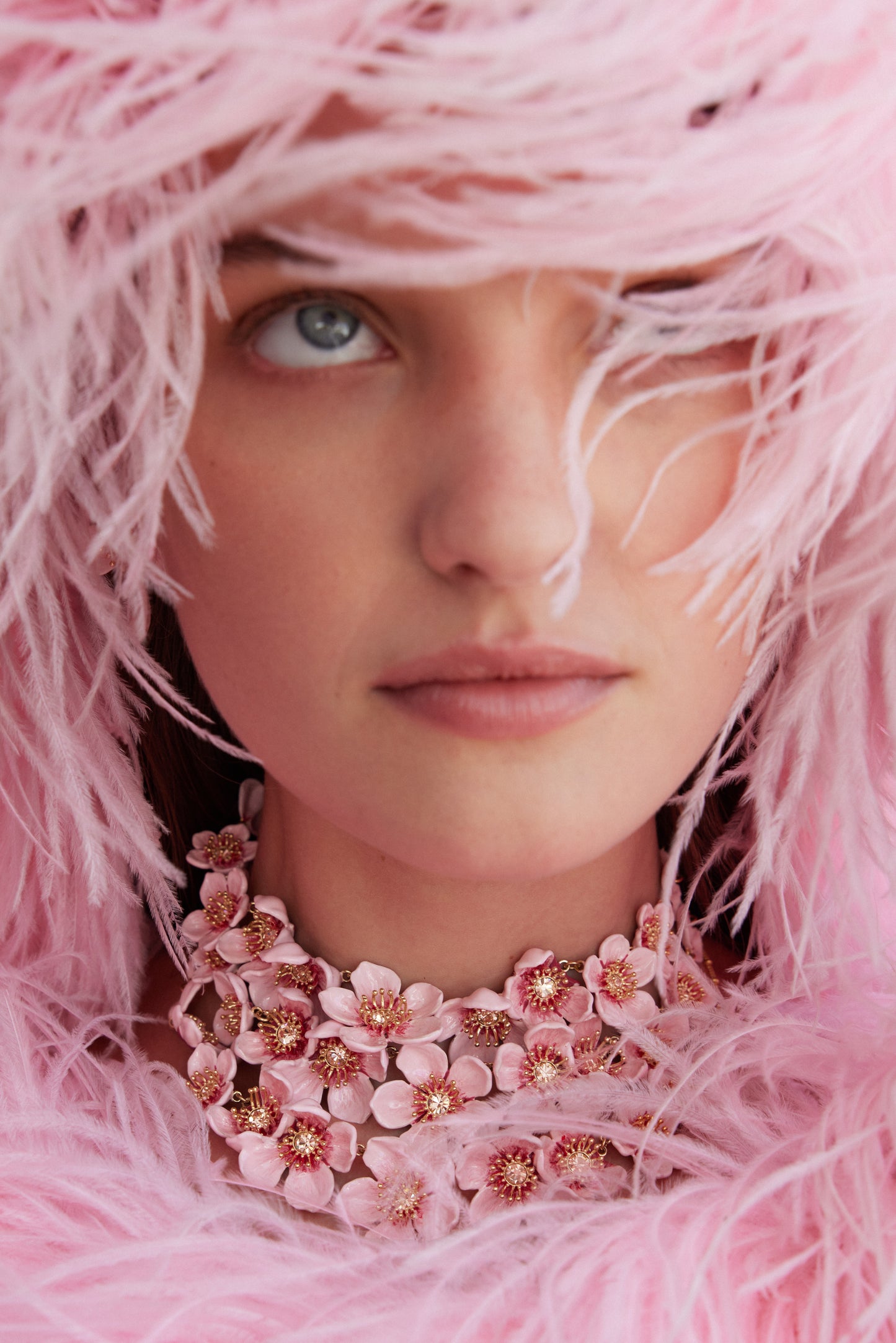 Pink Cherry Blossom Statement Necklace | AXHA3012