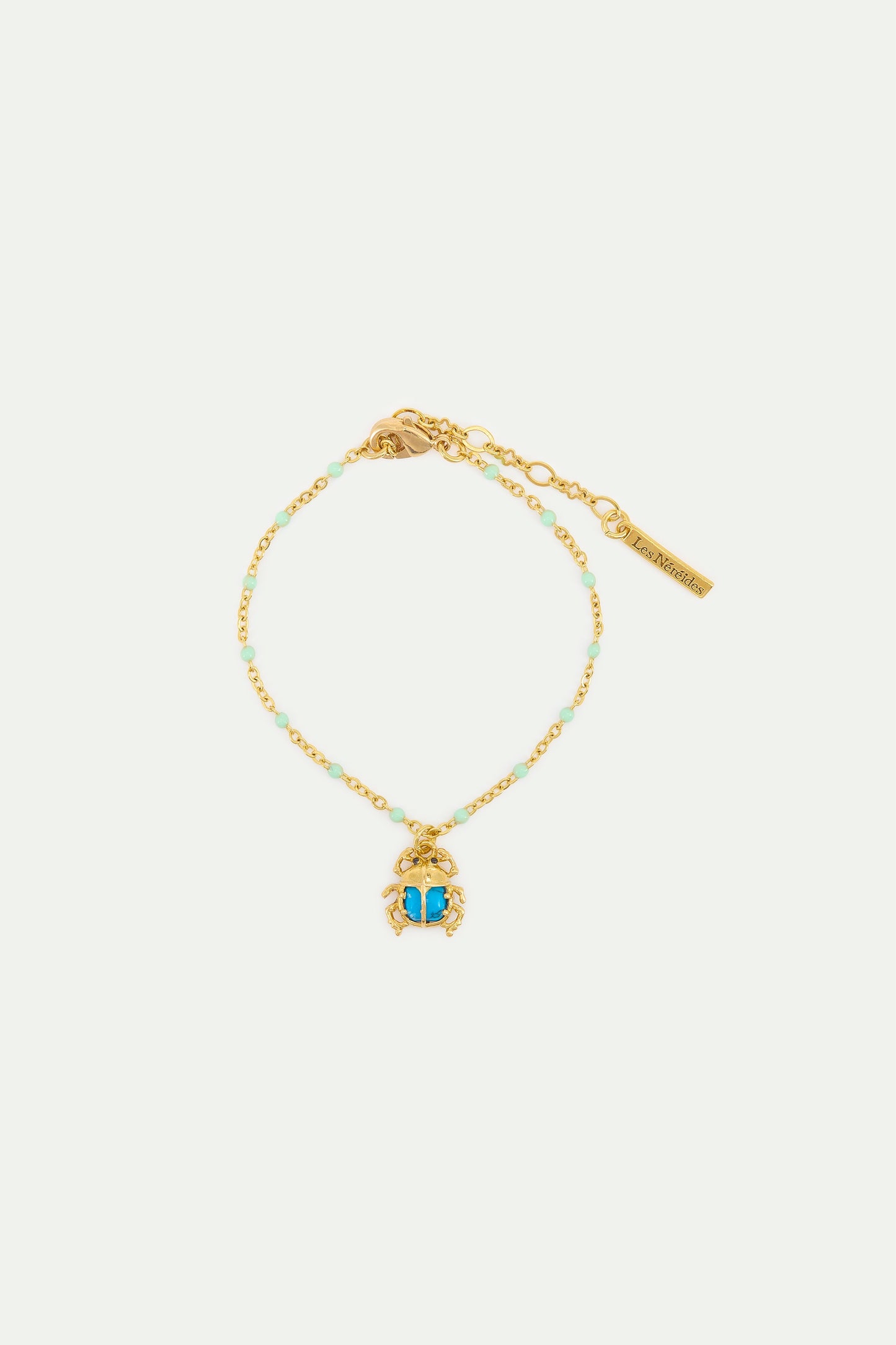 Turquoise And Gold Beetle Fine Bracelet | AXLA2081