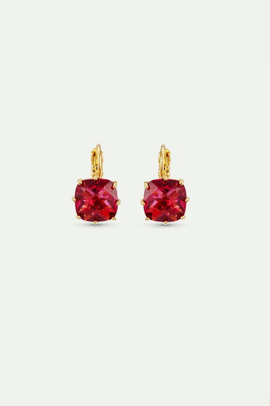 Diamantine Sleeper Earrings With Square Rosa Centifolia Stones | AXLD1014