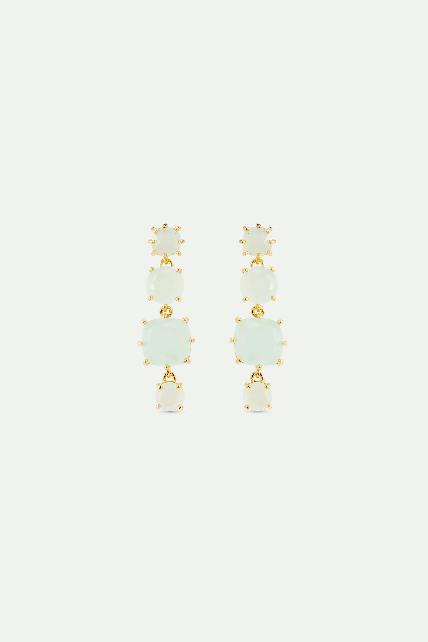 Diamantine Earrings With 4 Sea Green Stones | AXLD1202
