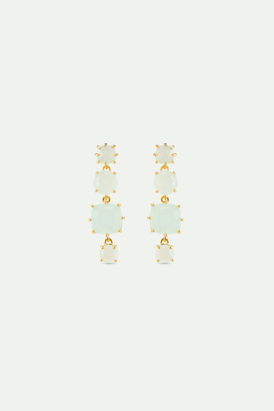 Diamantine Earrings With 4 Sea Green Stones | AXLD1202